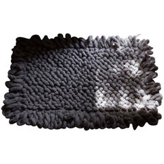 Handwoven Nubby Wool Rug in Grey, Small, in Stock