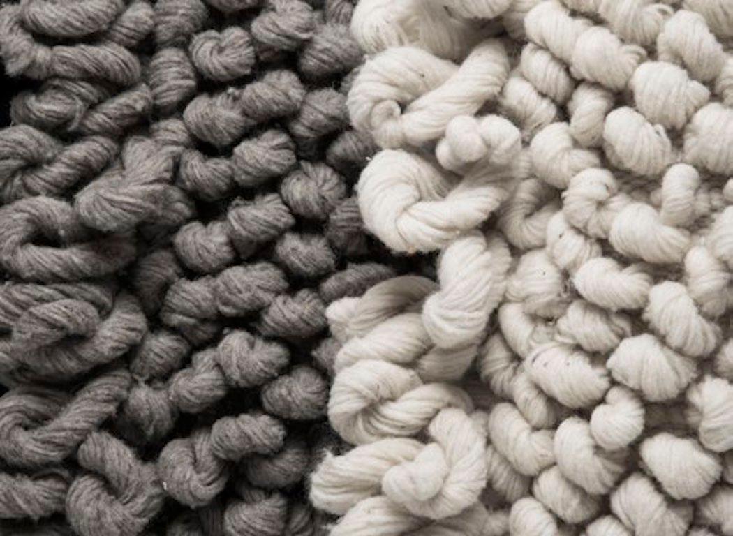 Organic Modern Handwoven Nubby Wool Rug in Natural, Medium, in Stock