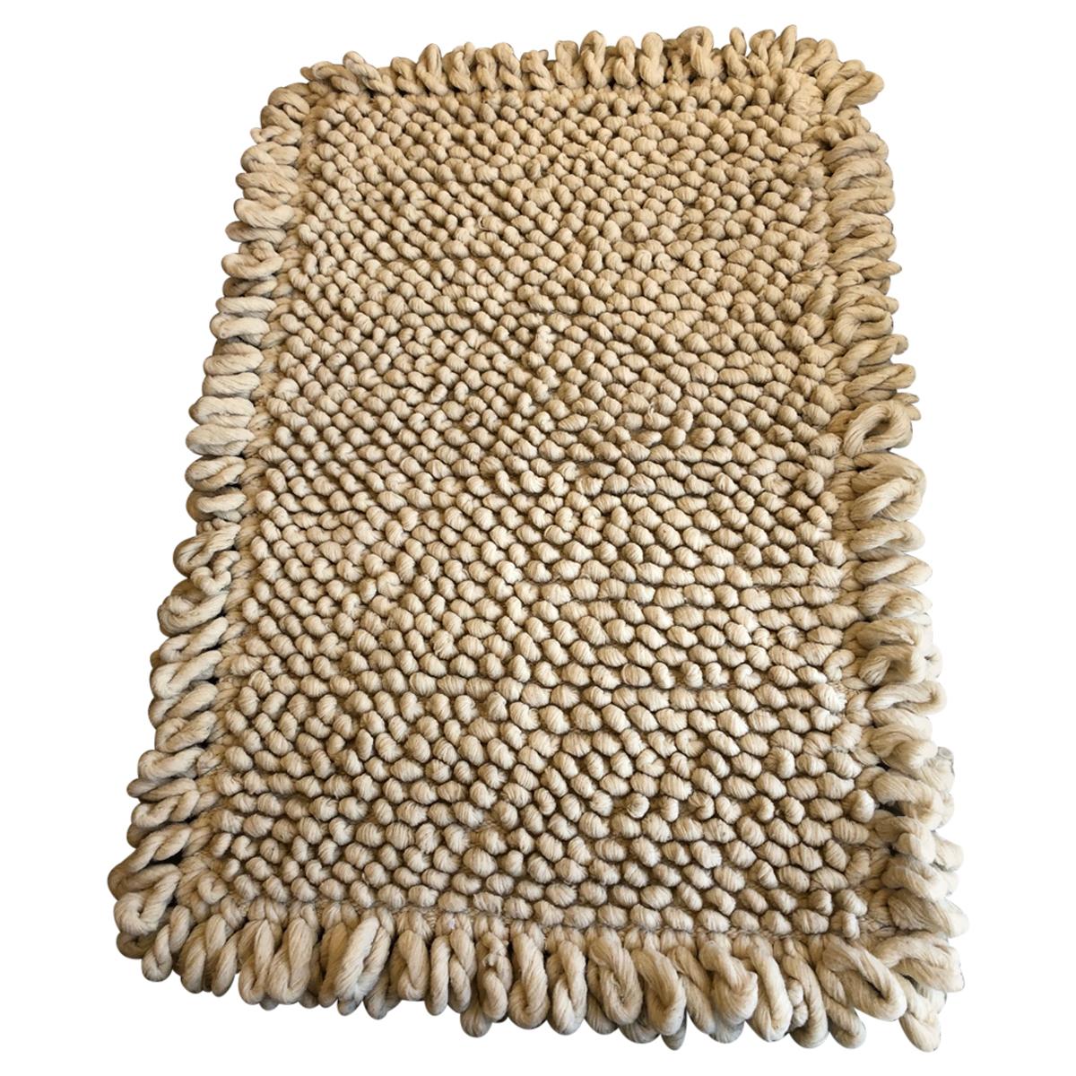 Handwoven Nubby Wool Rug in Natural, Medium, in Stock