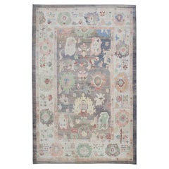 Handwoven Old Wool Turkish Oushak Rug 10'3"x 14'8"