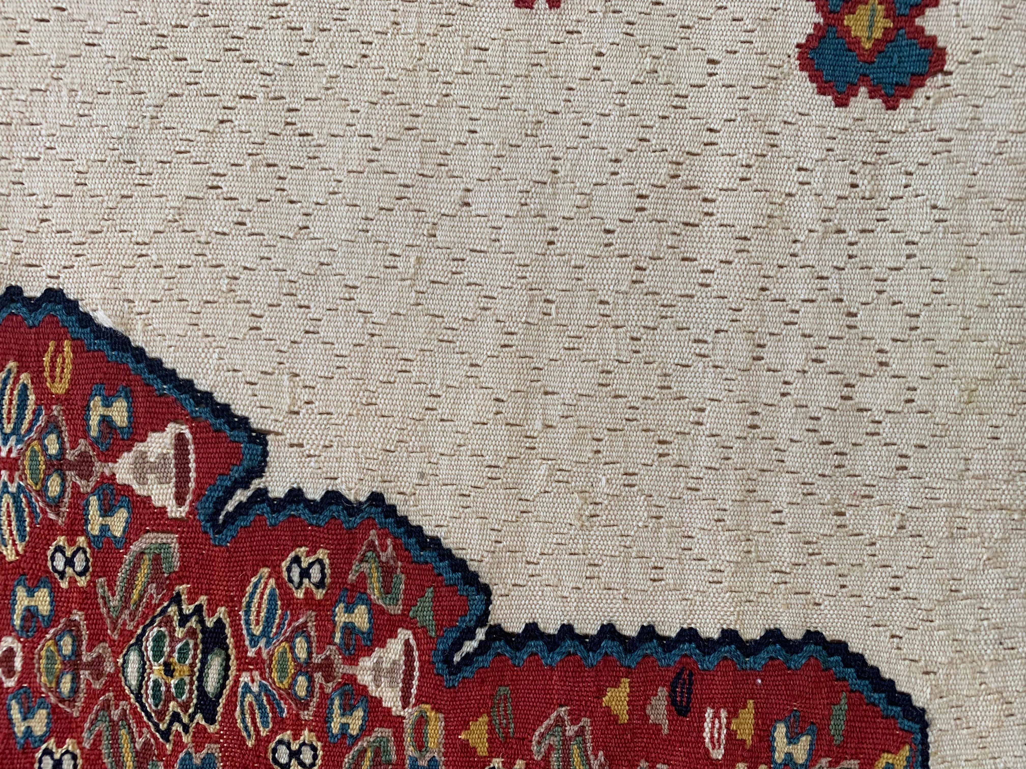 Exclusive Kurdish Kilim Rug Geometric Silk Wool Area Rug Handmade Carpet  For Sale 2