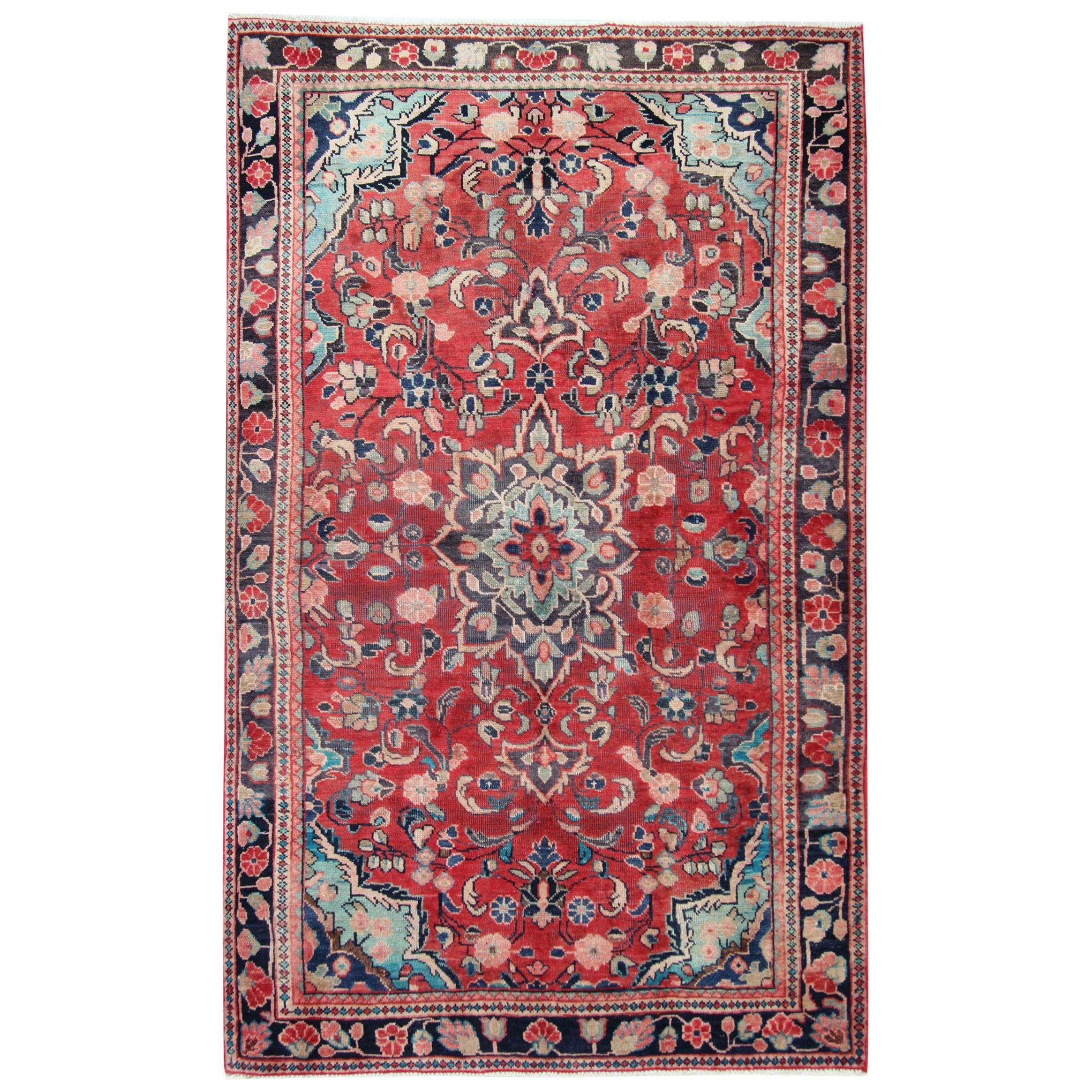Handwoven Oriental Wool Carpet Traditional Red Medallion Area Rug
