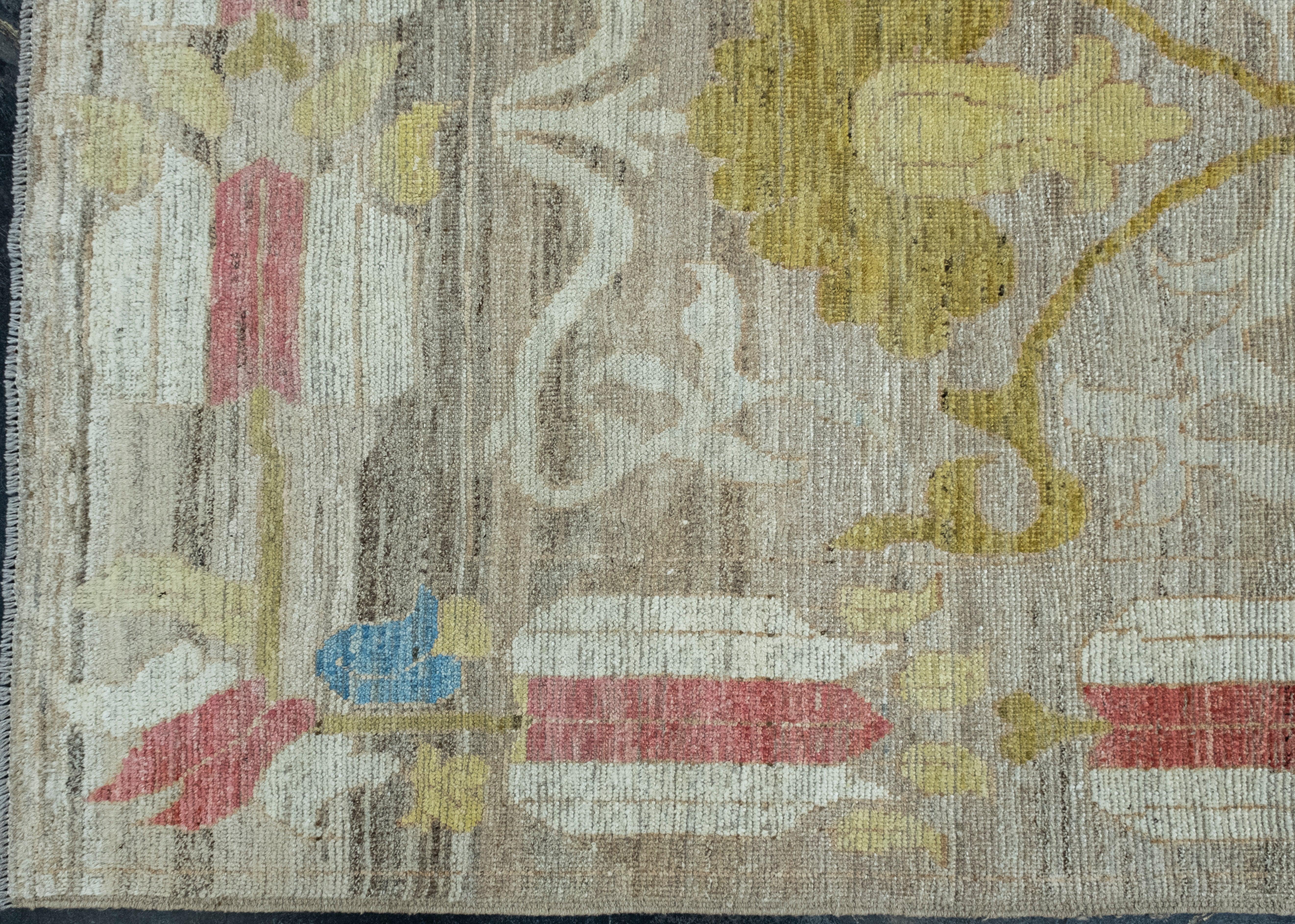 Hand-Knotted Handwoven Oushak Rug 10'2