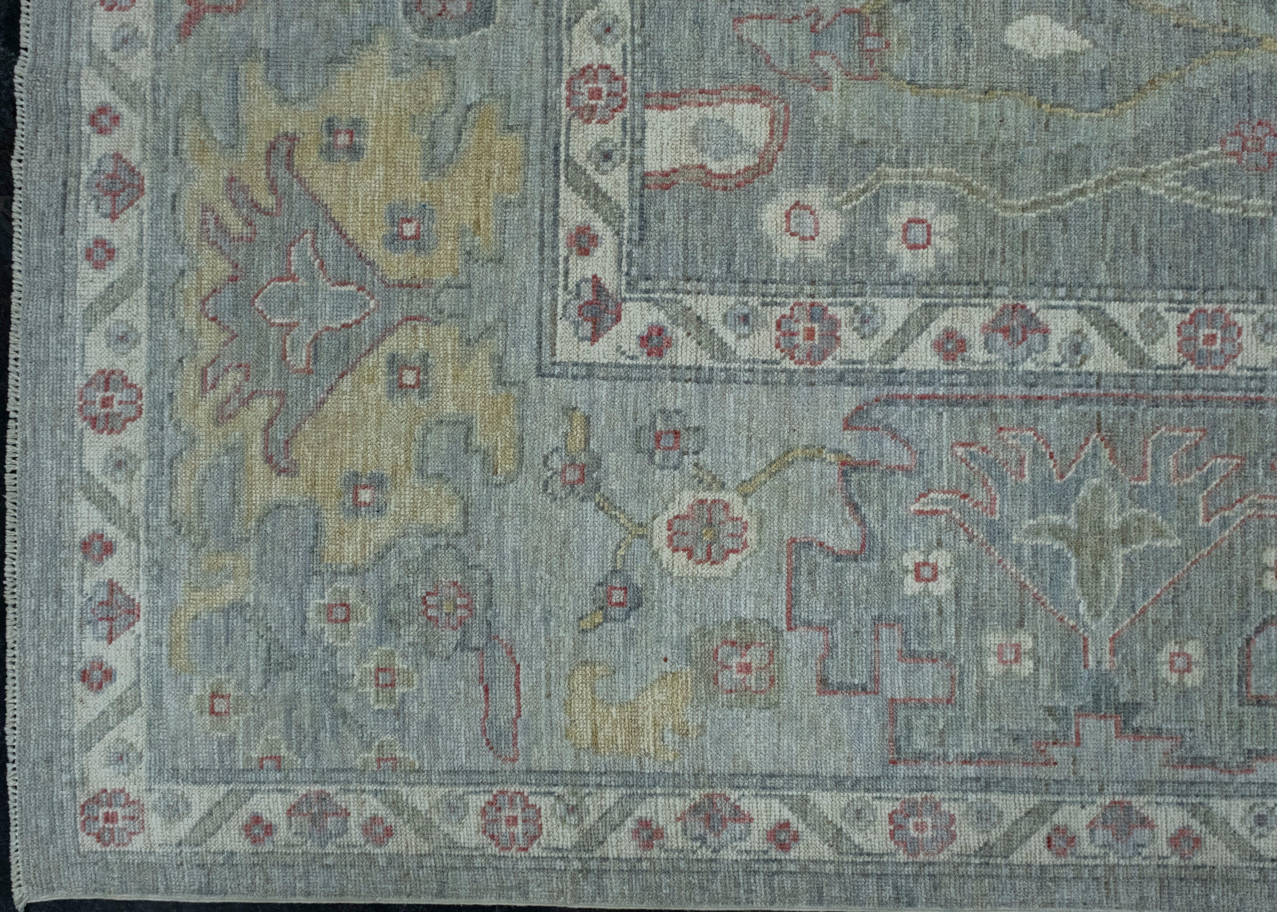Hand-Knotted Handwoven Oushak Rug 10'4