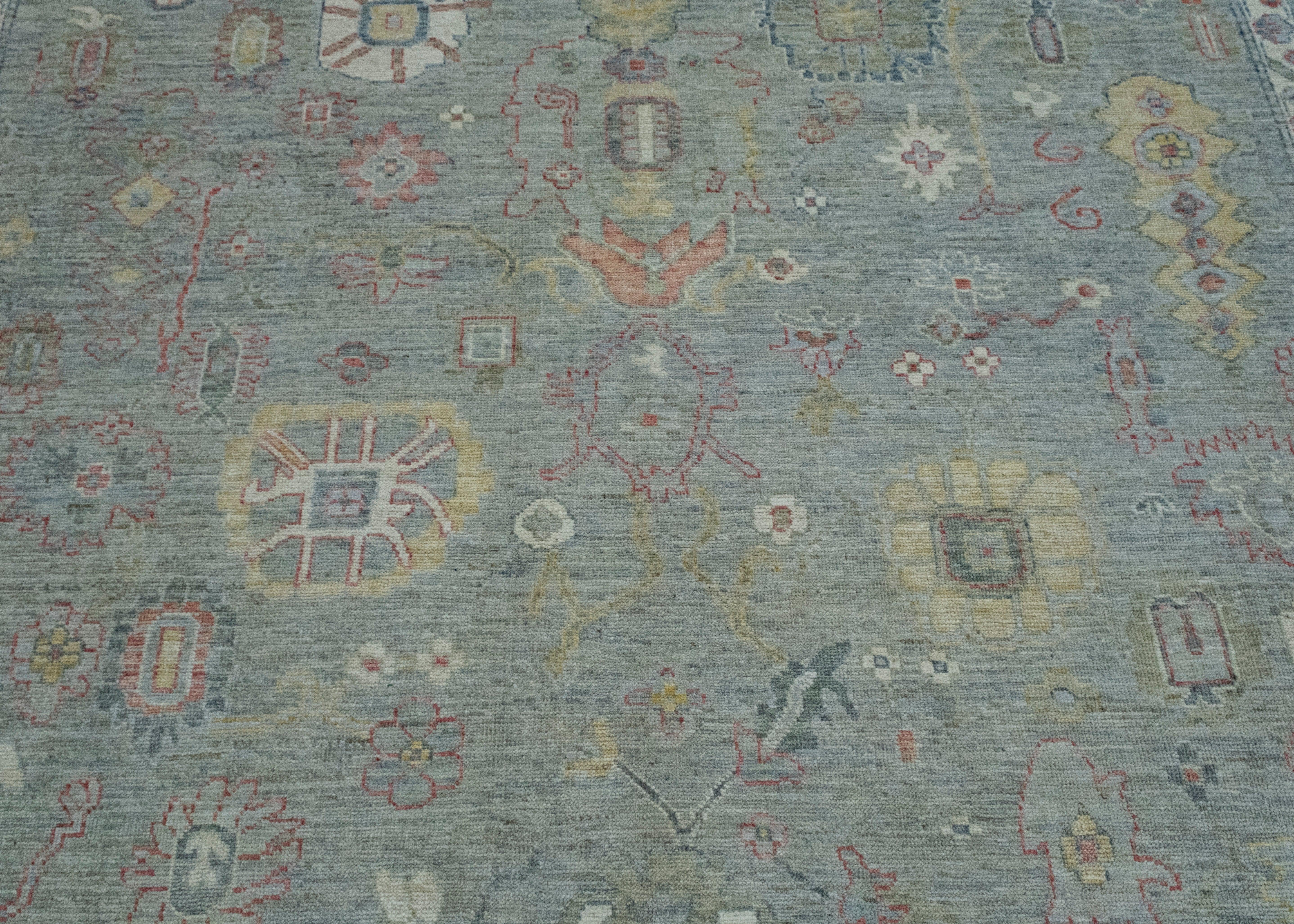 Contemporary Handwoven Oushak Rug 10'4