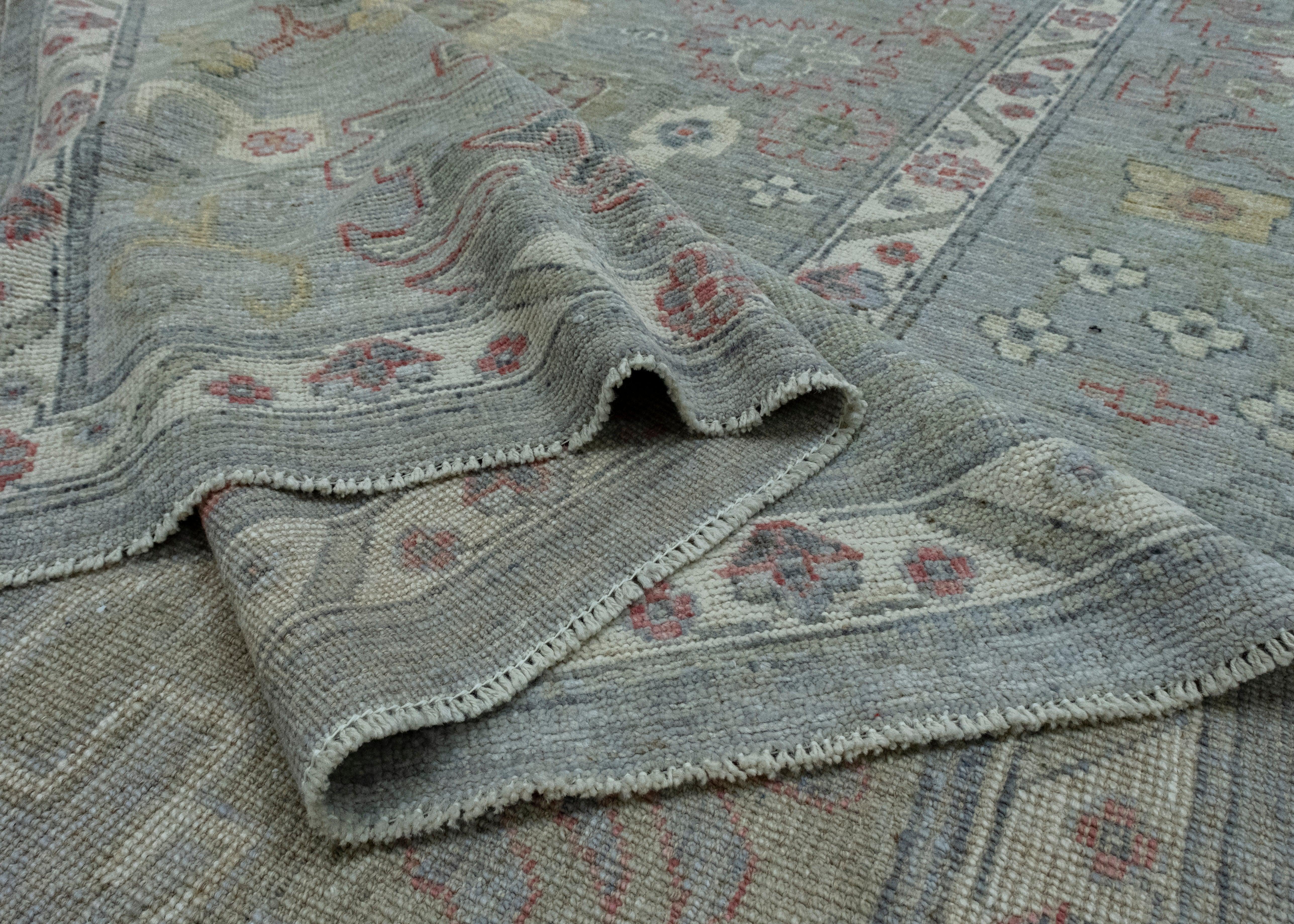 Wool Handwoven Oushak Rug 10'4