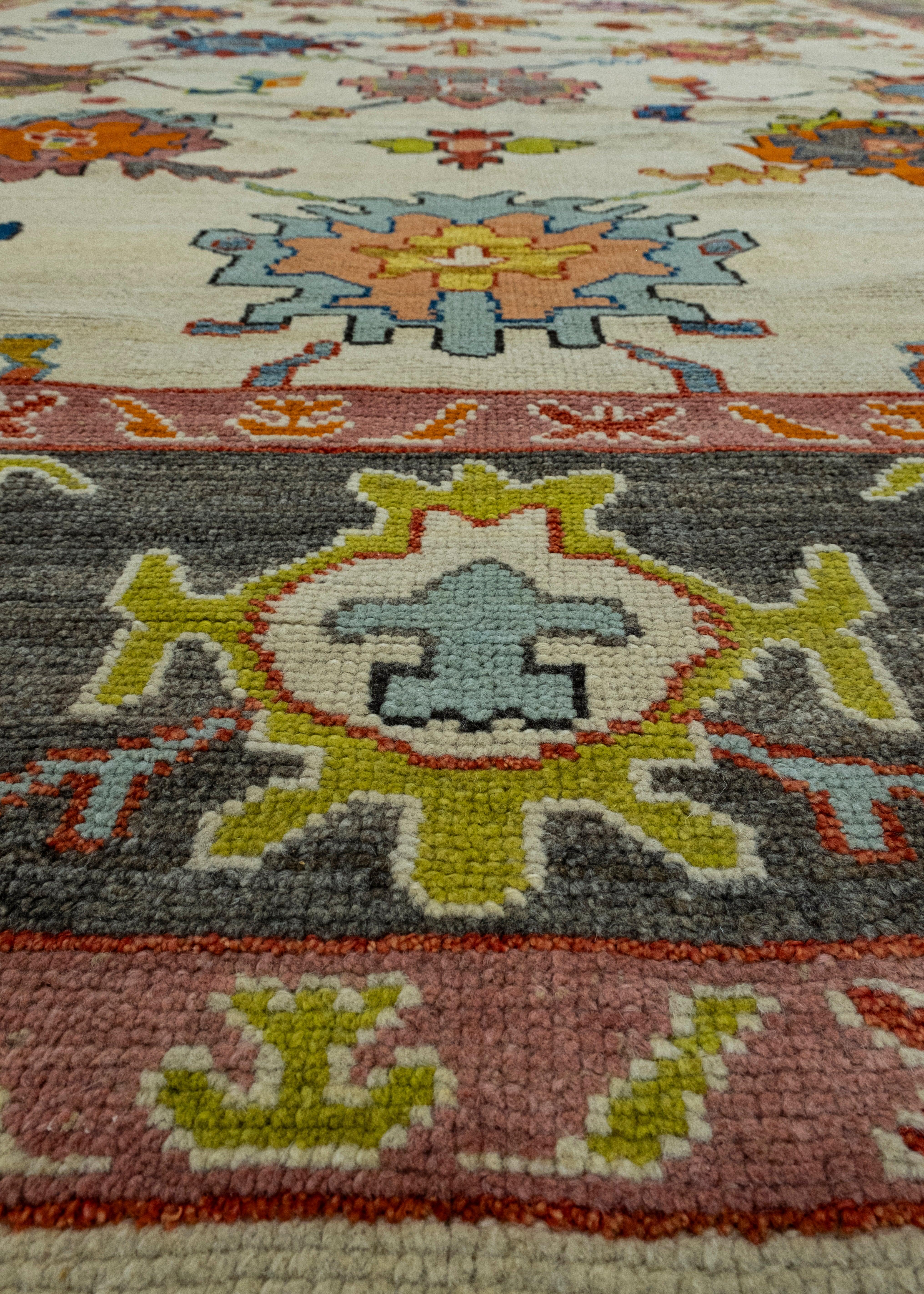 Contemporary Handwoven Oushak Rug 11'5