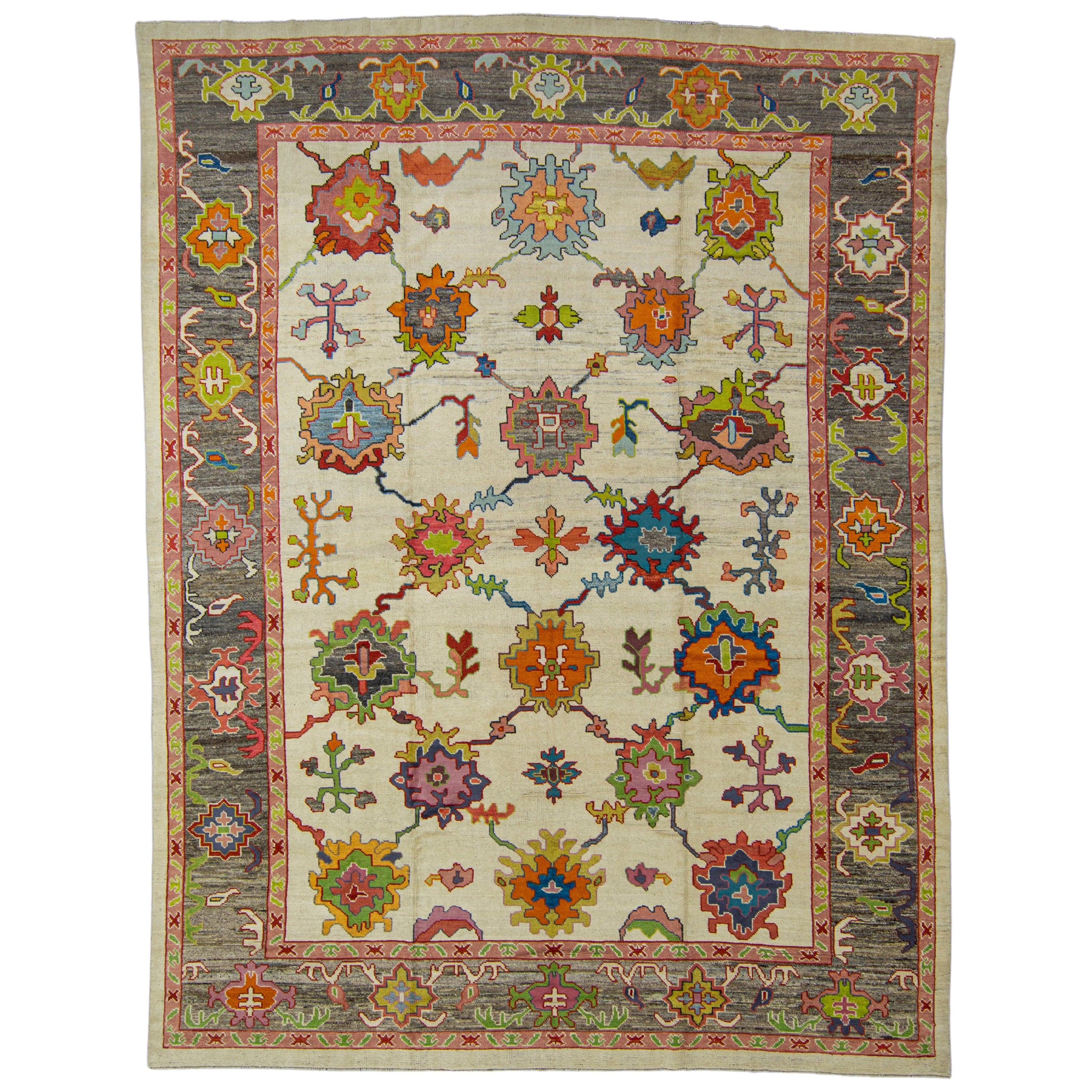 Handwoven Oushak Rug 11'5" x 14'8" #17850 For Sale