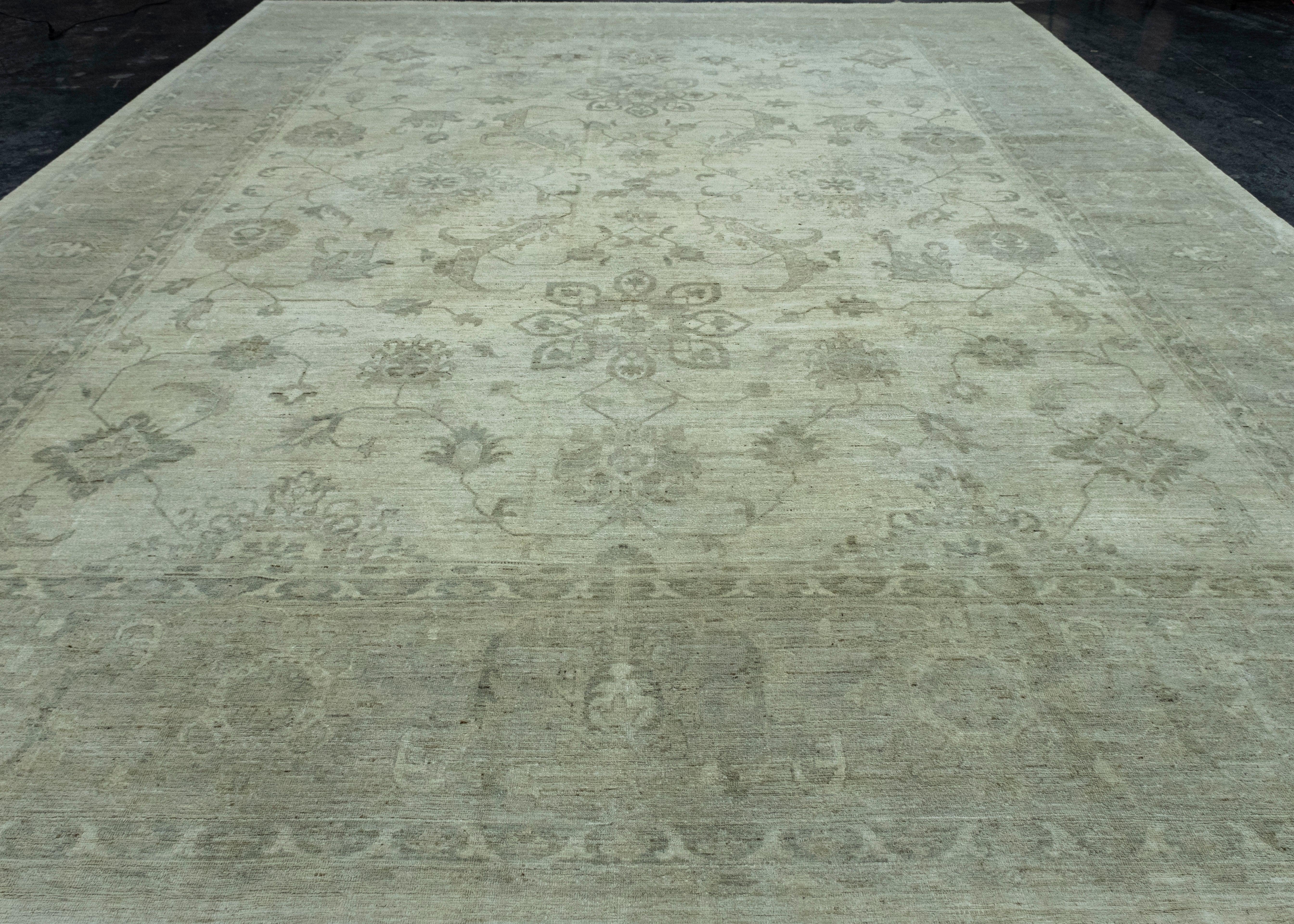 Handwoven Oushak Rug 13'8