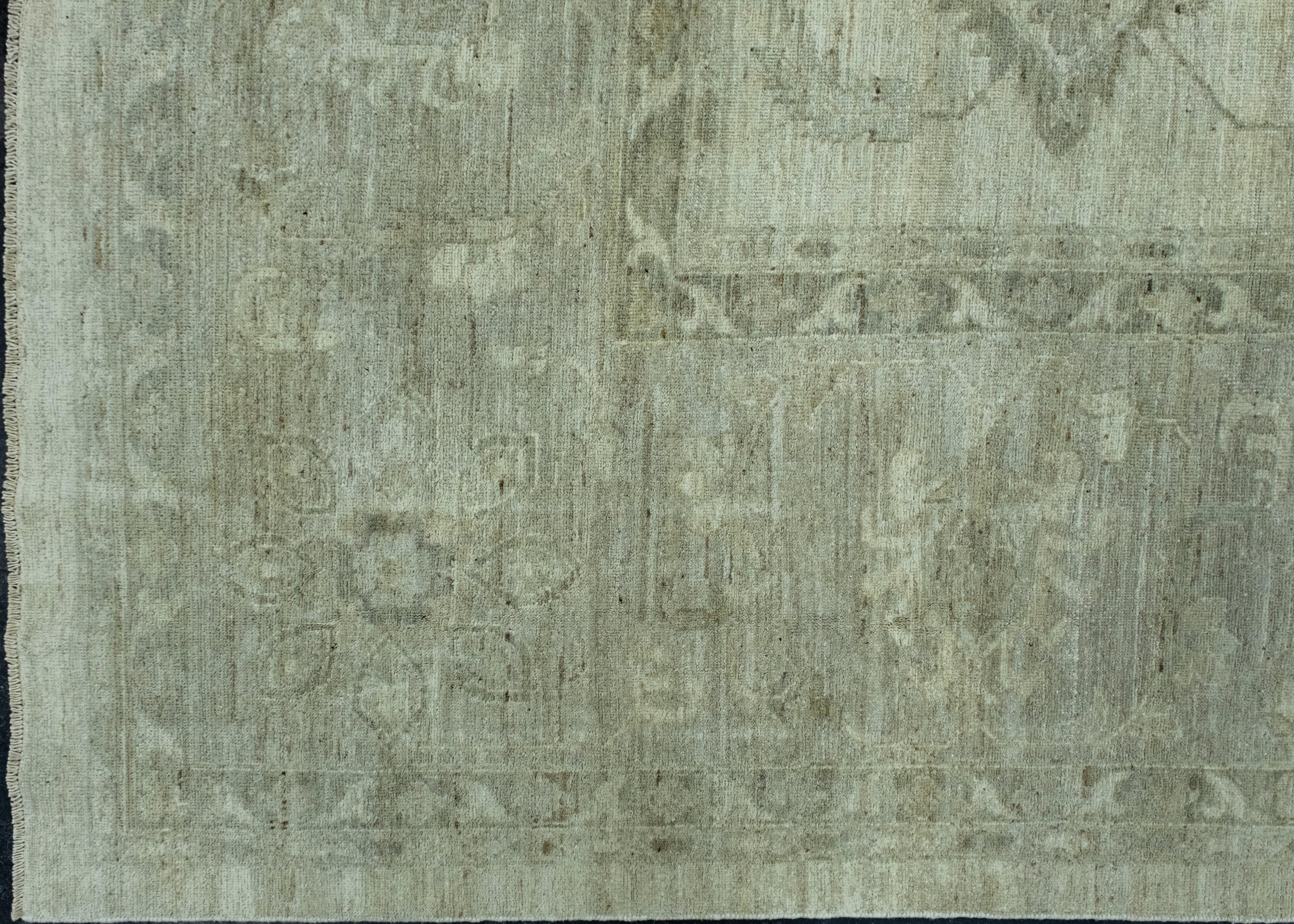 Hand-Knotted Handwoven Oushak Rug 13'8