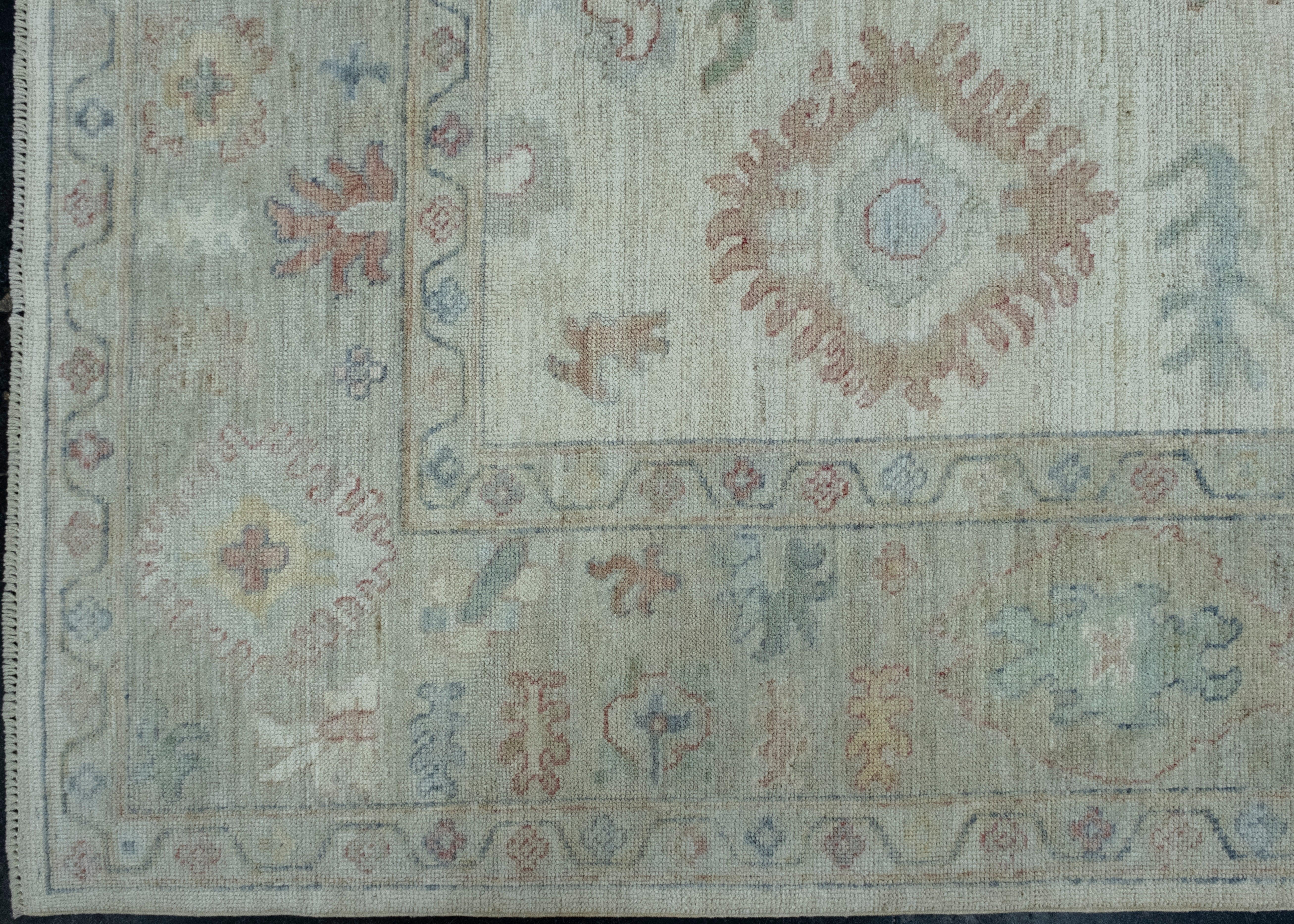 Hand-Knotted Handwoven Oushak Rug 8'3