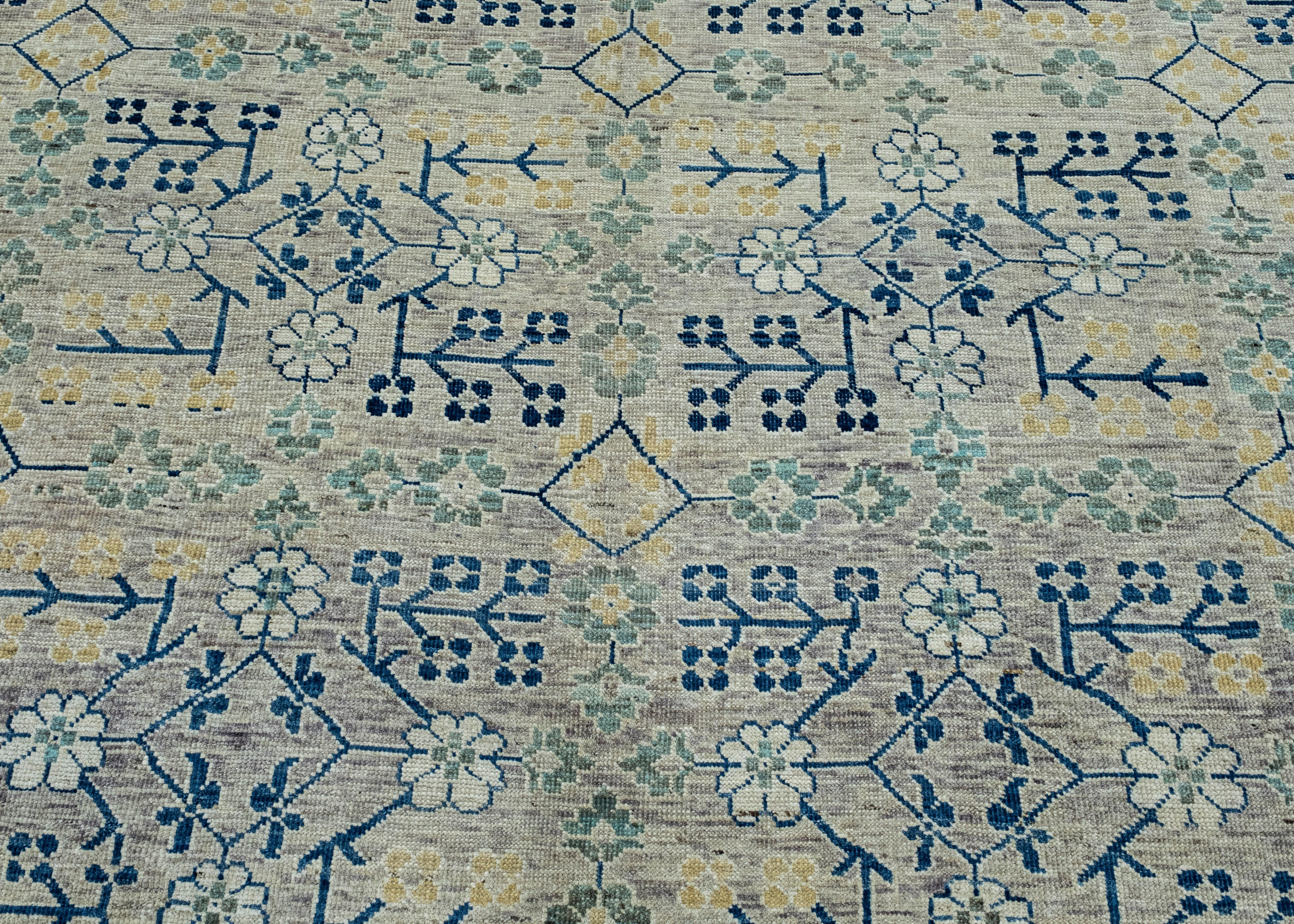 XXI secolo e contemporaneo Tappeto Oushak tessuto a mano 9'1