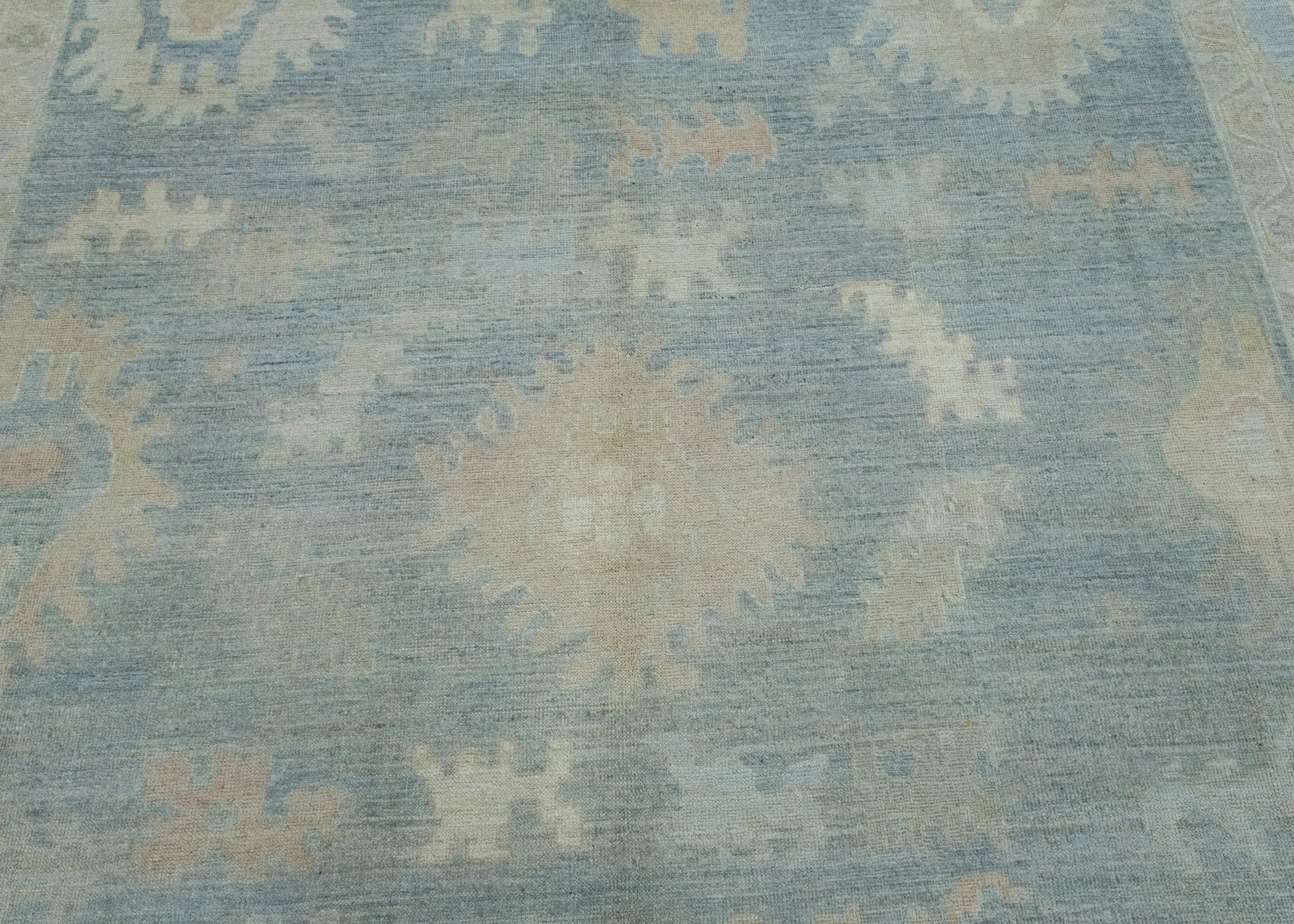 Hand-Knotted Handwoven Oushak Rug 9'11