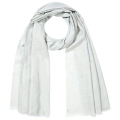 Handwoven Pale Ice Blue 100% Cashmere Scarf -  made in Kashmir - Brand New 