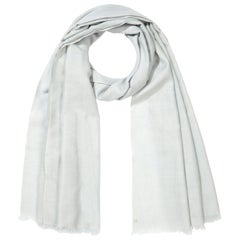 Handwoven Pale Ice Blue 100% Cashmere Scarf -  made in Kashmir 
