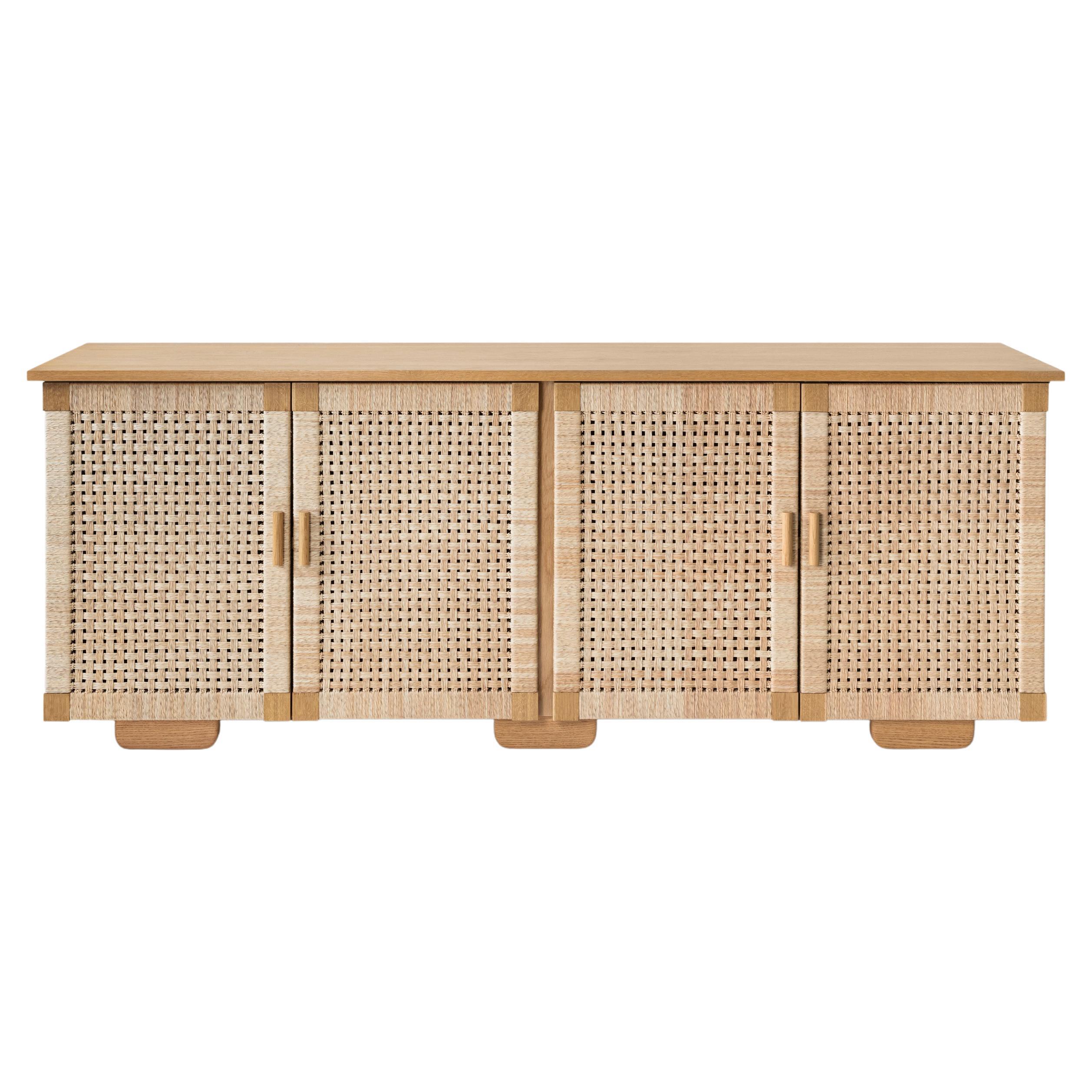 Handgewebte Anrichte aus Palmenholz und Holz mit 4 Türen von Michael van Beuren von LUTECA