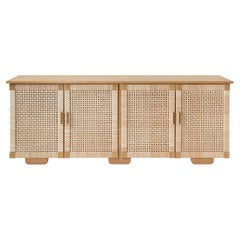 Handwoven Palm and Wood 4-Door Credenza by Michael van Beuren from LUTECA