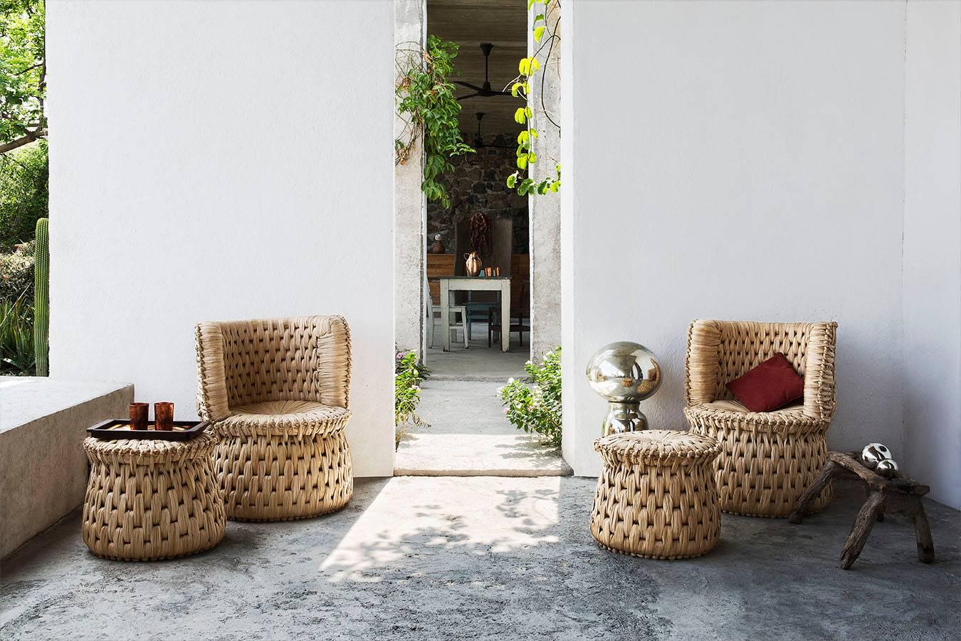Mexican Handwoven Palm 'Icpalli' Stool, Made in Mexico by Luteca