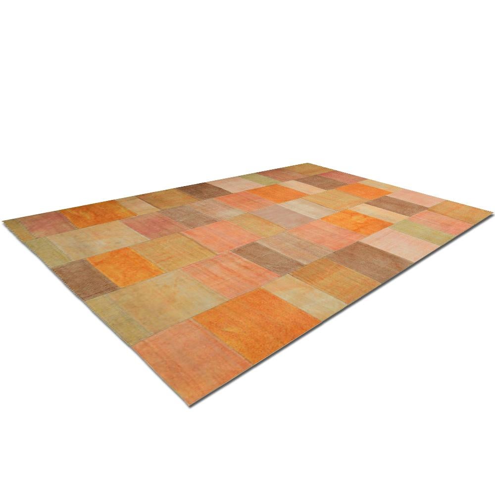 Woven End-20th Century Handwoven Earth Tones Patchwork Kilim Carpet
