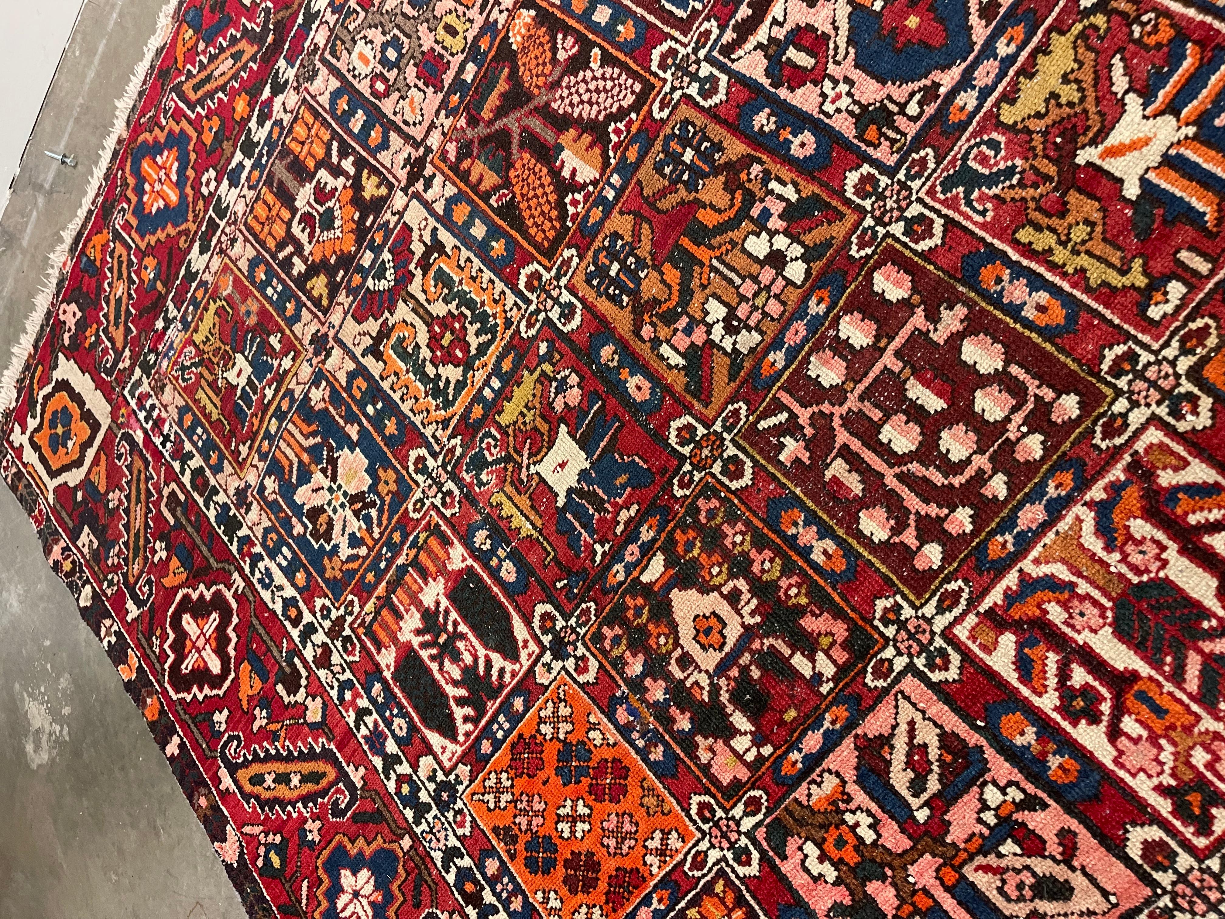 Hand-Woven Handwoven Persian Bakhtiari Garden Panel Rug For Sale