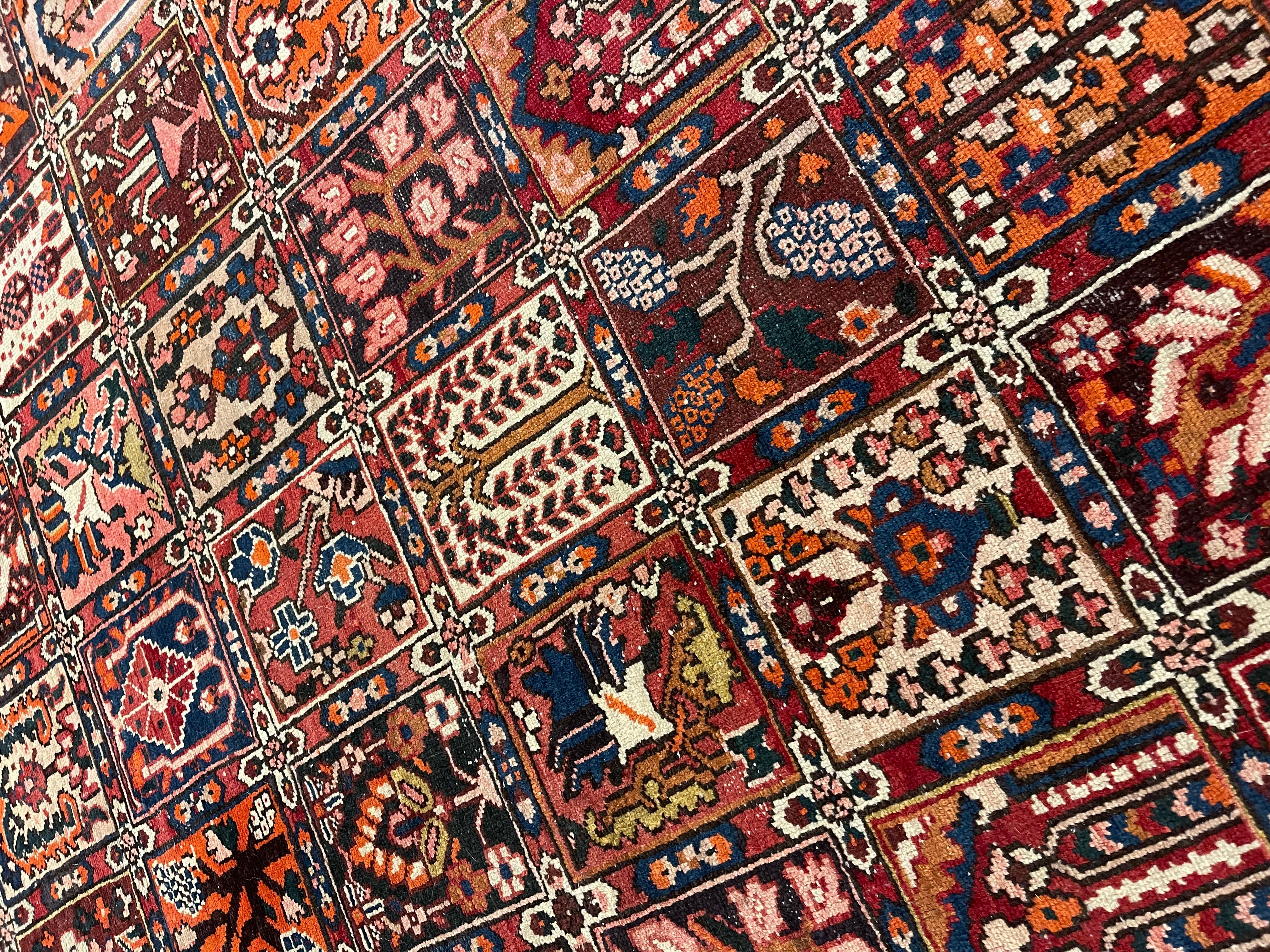 20th Century Handwoven Persian Bakhtiari Garden Panel Rug For Sale