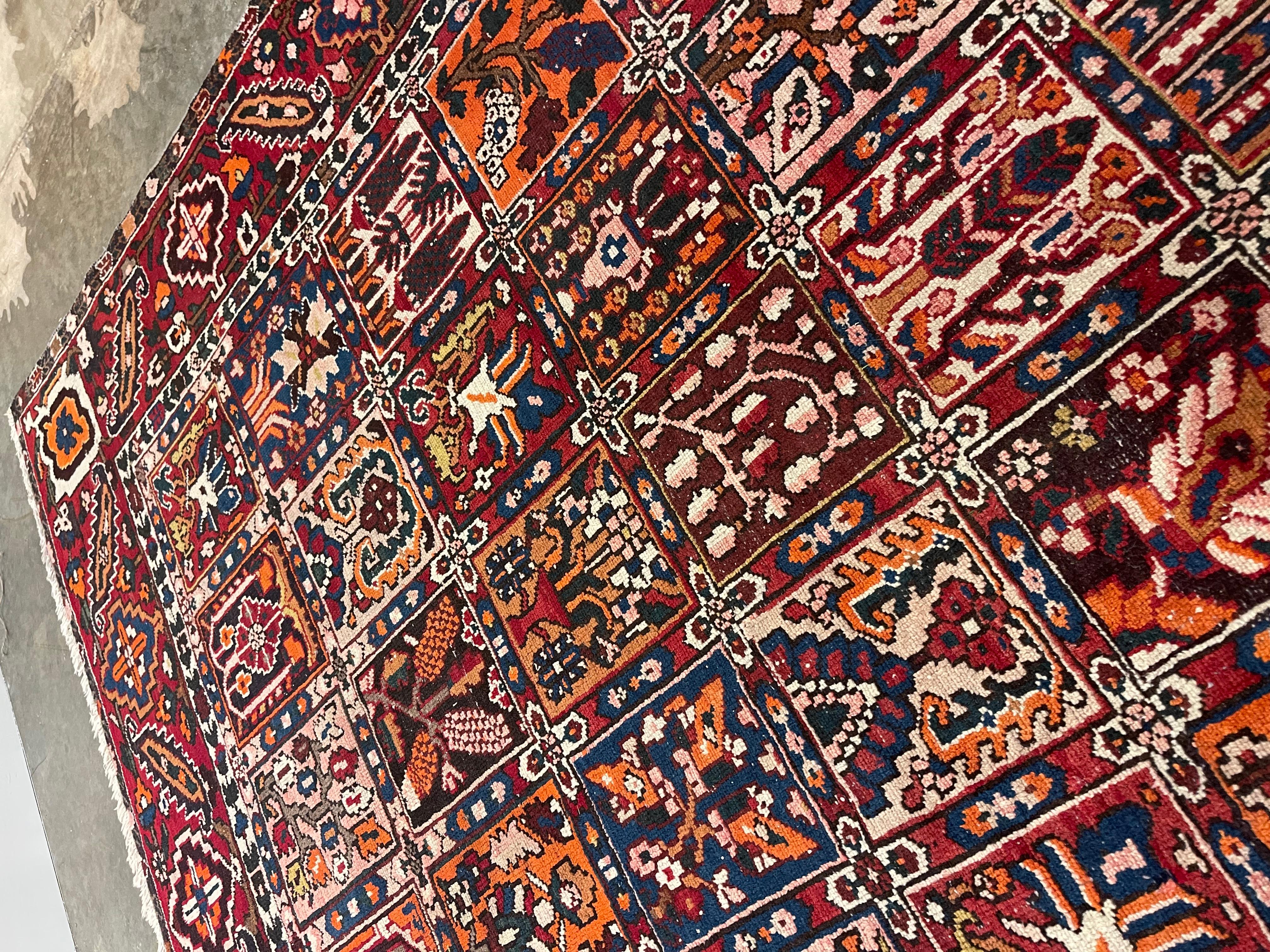 Handwoven Persian Bakhtiari Garden Panel Rug For Sale 1