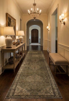 Handwoven Persian Gallery Rug in Muted Brown & Sand 4x15 ft