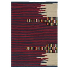Handwoven Persian Kilim Rug, Wool Flat-Weave, Red, Scandinavian Style