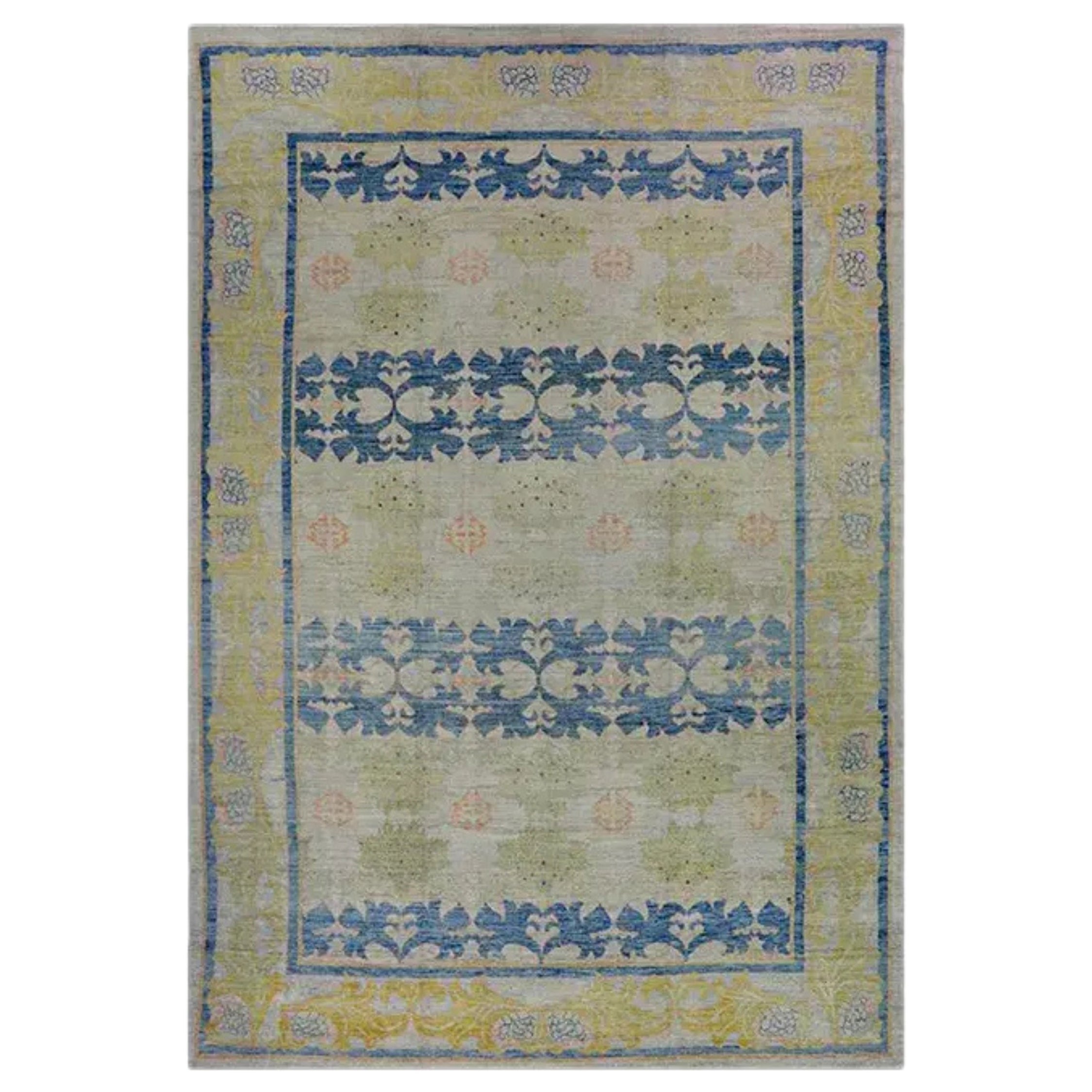 Handwoven Persian Oushak Wool Area Rug with Classic Tribal Motifs, 13'4" x 19'7"