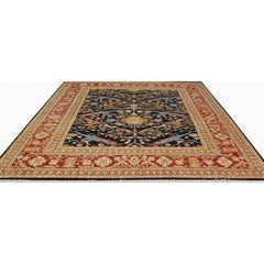 Handwoven Persian Serapi Style Wool Area Rug in Black and Red, 9'1" x 11'9"