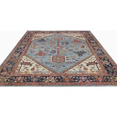 Handwoven Persian Serapi Wool Area Rug with Bold Geometric Motifs, 10'1" x 13'10
