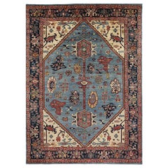 Handwoven Persian Serapi Wool Area Rug with Bold Geometric Motifs, 10'1" x 13'10