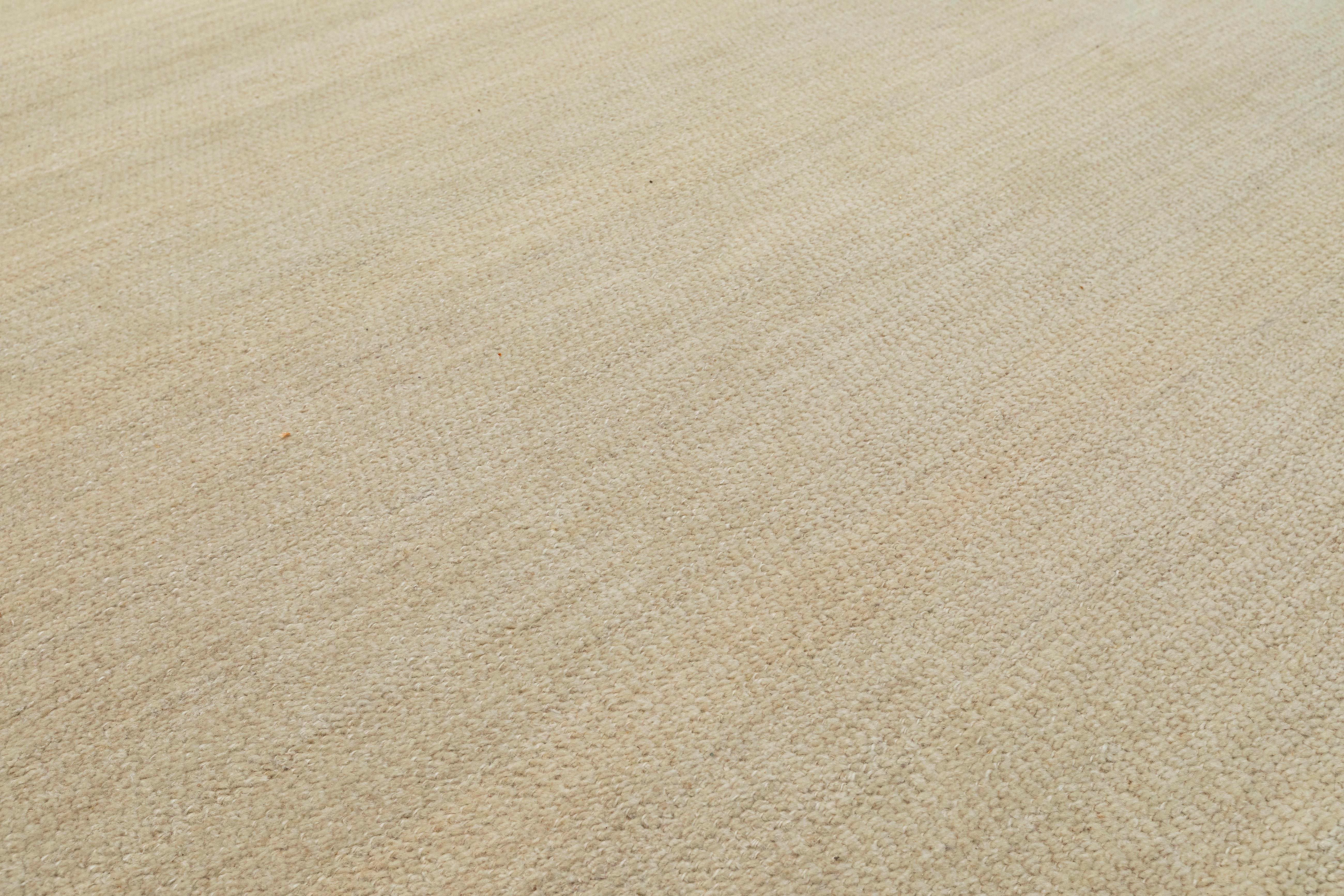 Modern Handwoven Persian Shiraz Rug  Minimalist Natural Wool in Neutral Tones For Sale