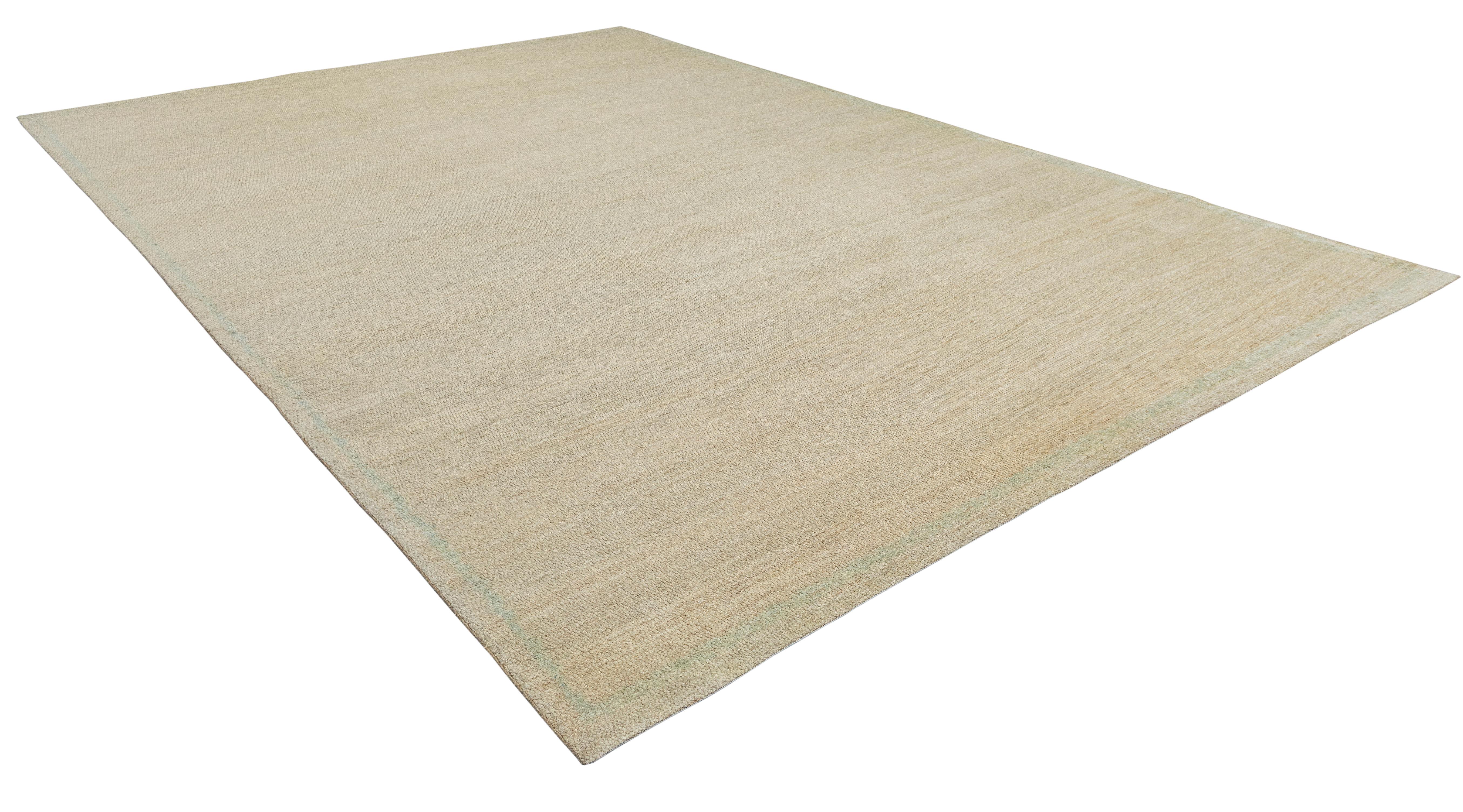 Hand-Knotted Handwoven Persian Shiraz Rug  Minimalist Natural Wool in Neutral Tones For Sale