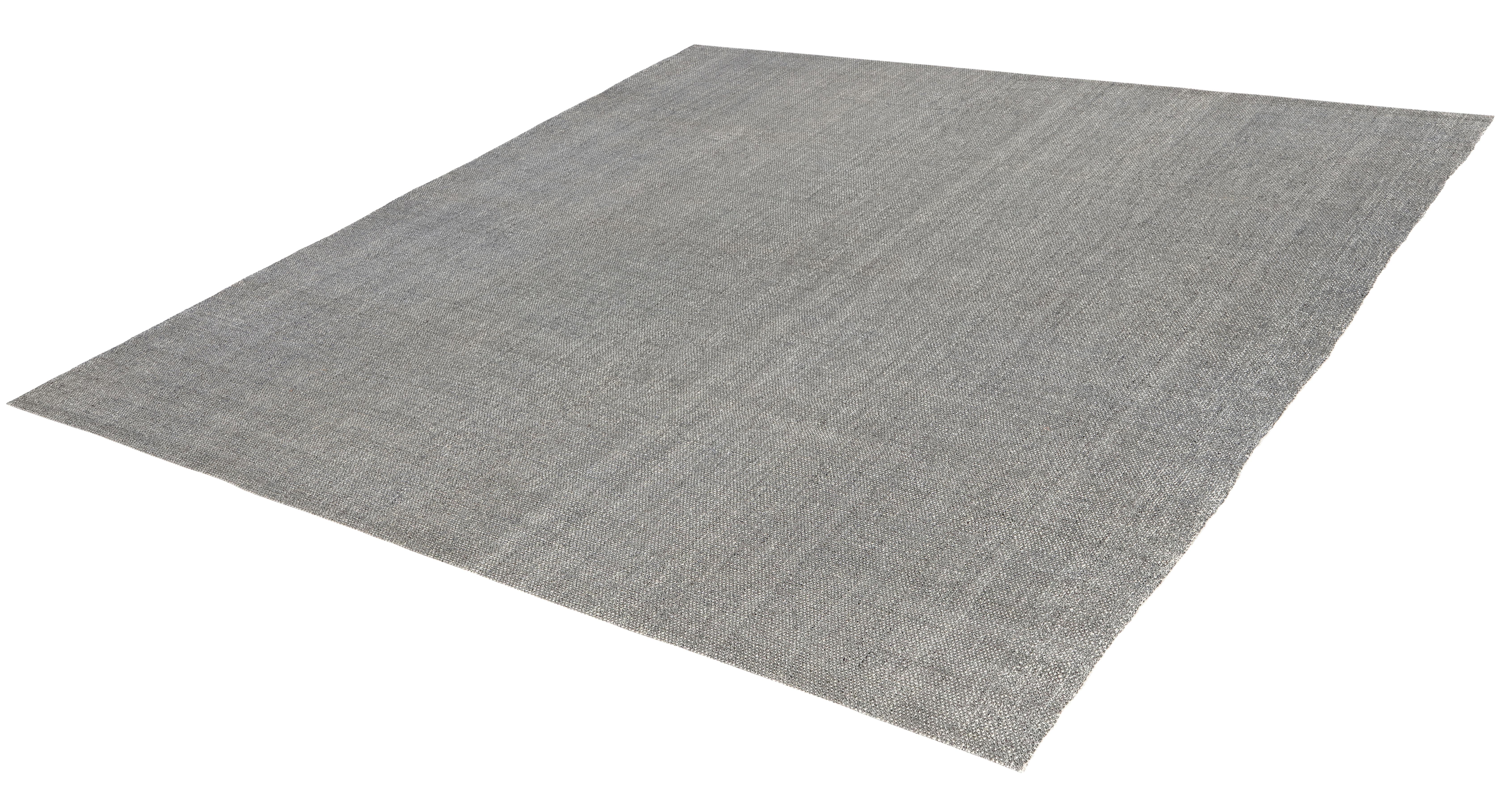 Minimaliste Handwoven Persian -Style Gray Flatweave Rug in Natural Wool and Linen Blend en vente