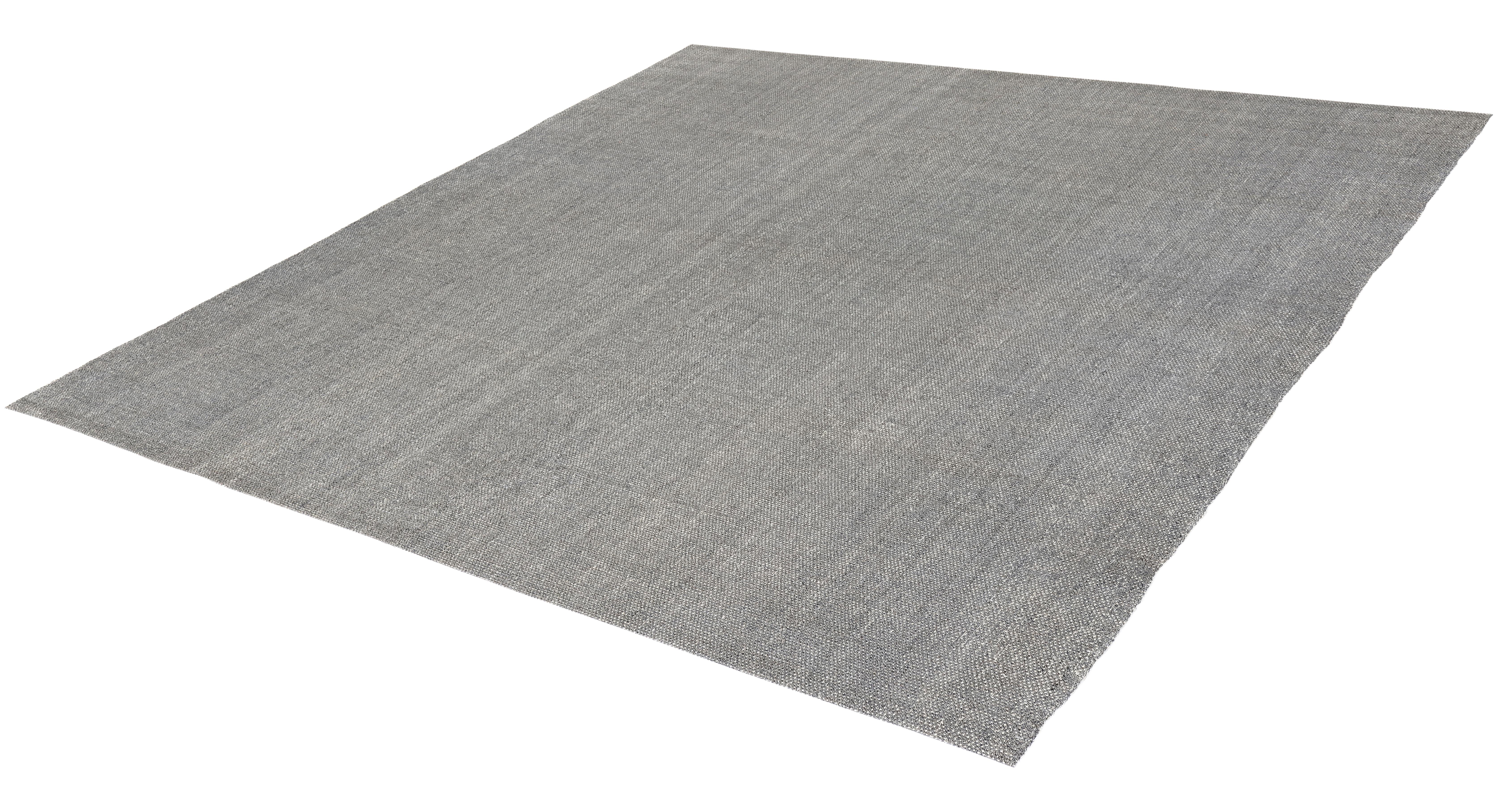 Perse Handwoven Persian -Style Gray Flatweave Rug in Natural Wool and Linen Blend en vente