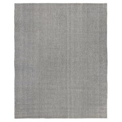 Handwoven Persian -Style Gray Flatweave Rug in Natural Wool and Linen Blend