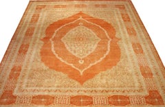Handwoven Orange Persian Tabriz Rug - FREE SHIPPING