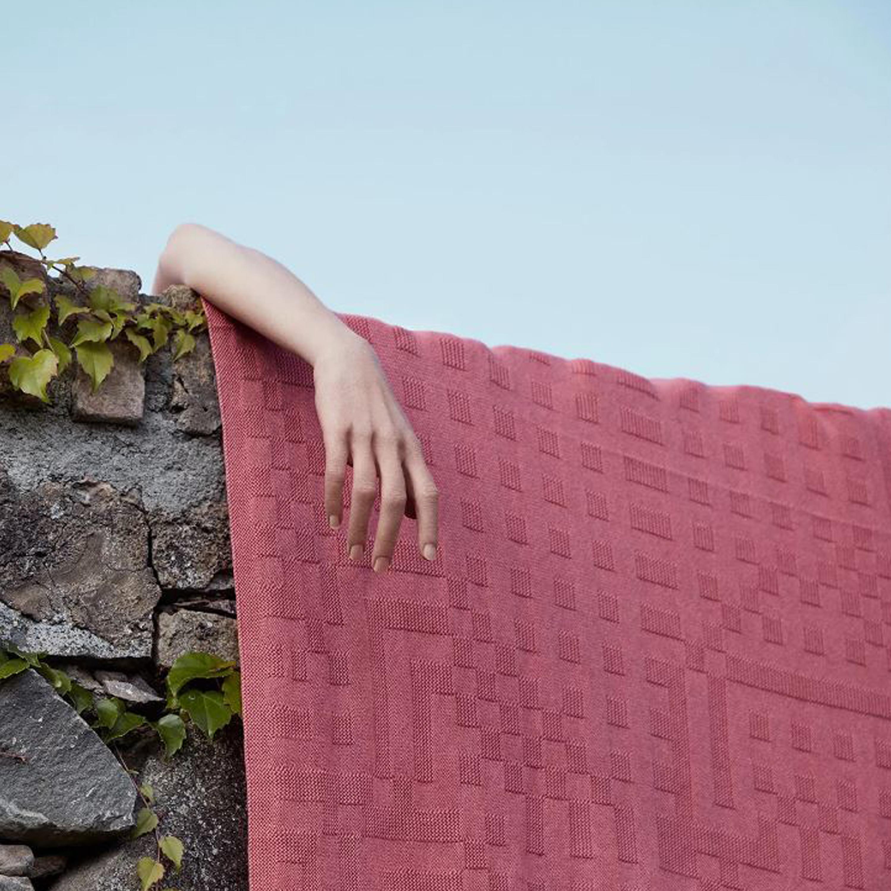 Contemporary Handwoven Pink Wool and Cotton Throw By Cristian Zuzunaga, Portugal 2022