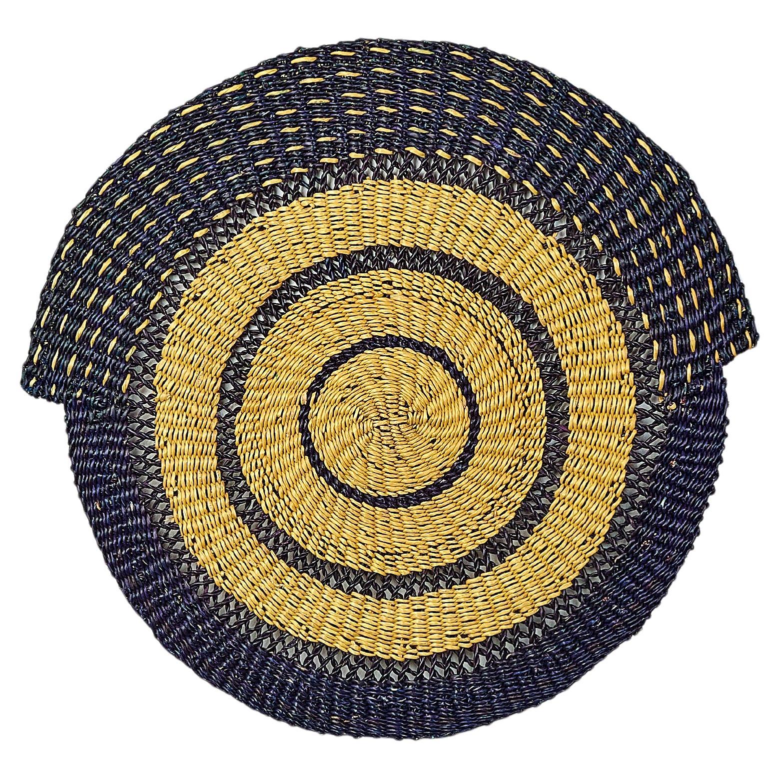 Handwoven Place Mat, Blue Black for Rich African Inspired Dining - Set of 2