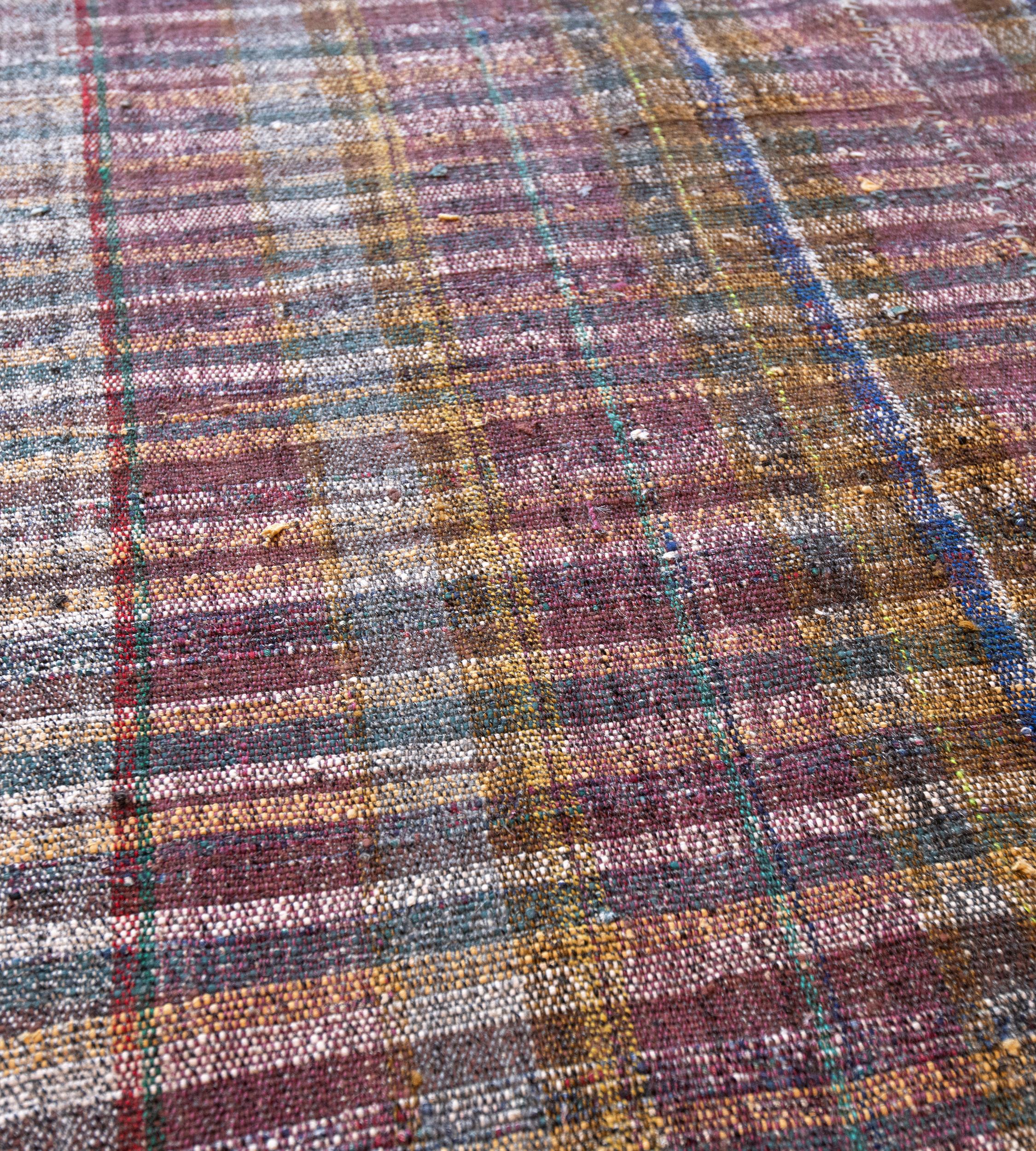 Hand-Woven Handwoven Plaid Wool Flatweave For Sale