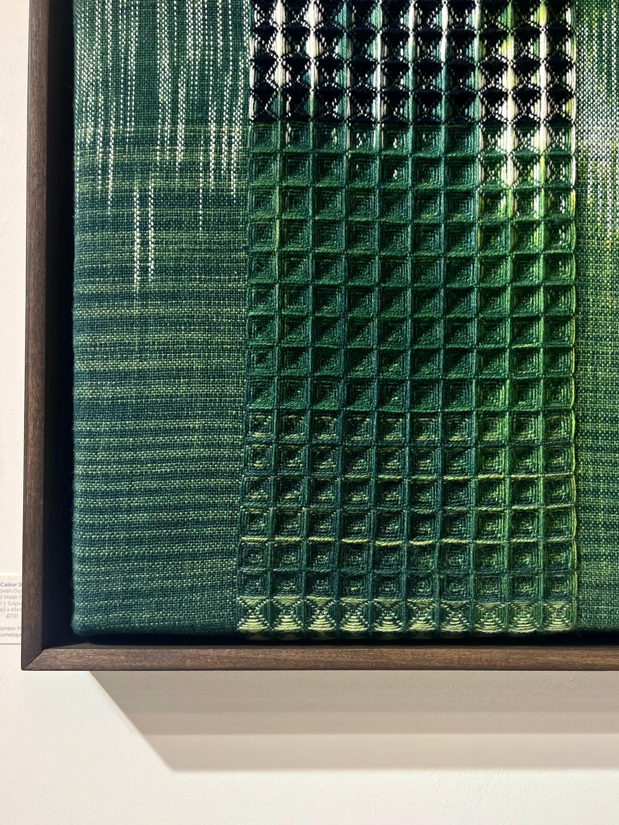 Bauhaus Handwoven, Plant-dyed Framed Fine Tapestry Artwork - Greens Colour Study For Sale