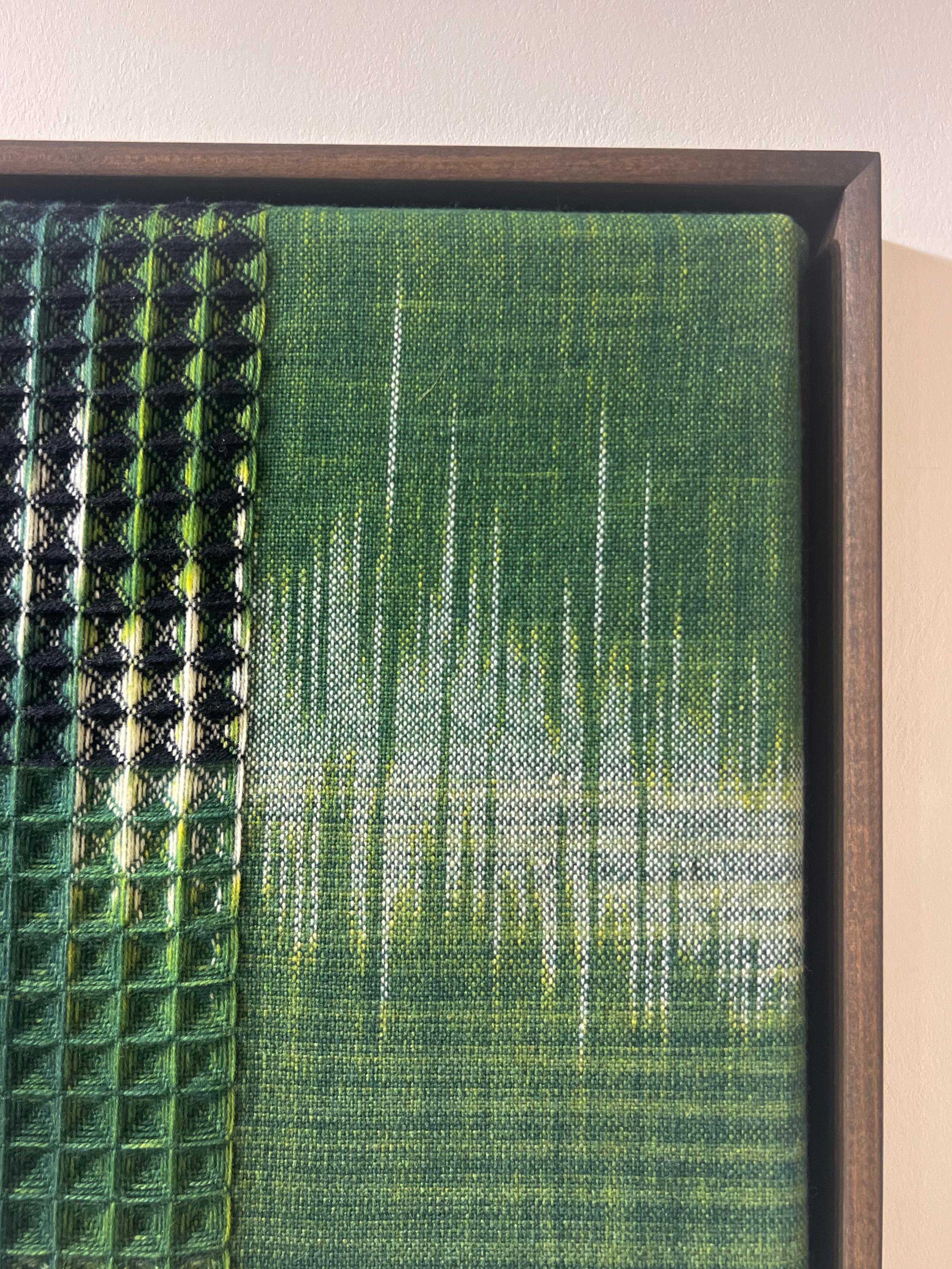 British Handwoven, Plant-dyed Framed Fine Tapestry Artwork - Greens Colour Study For Sale