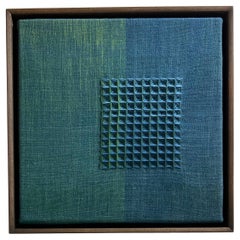 Handwoven, Plant-dyed Framed Fine Tapestry Artwork - Teals Colour Study