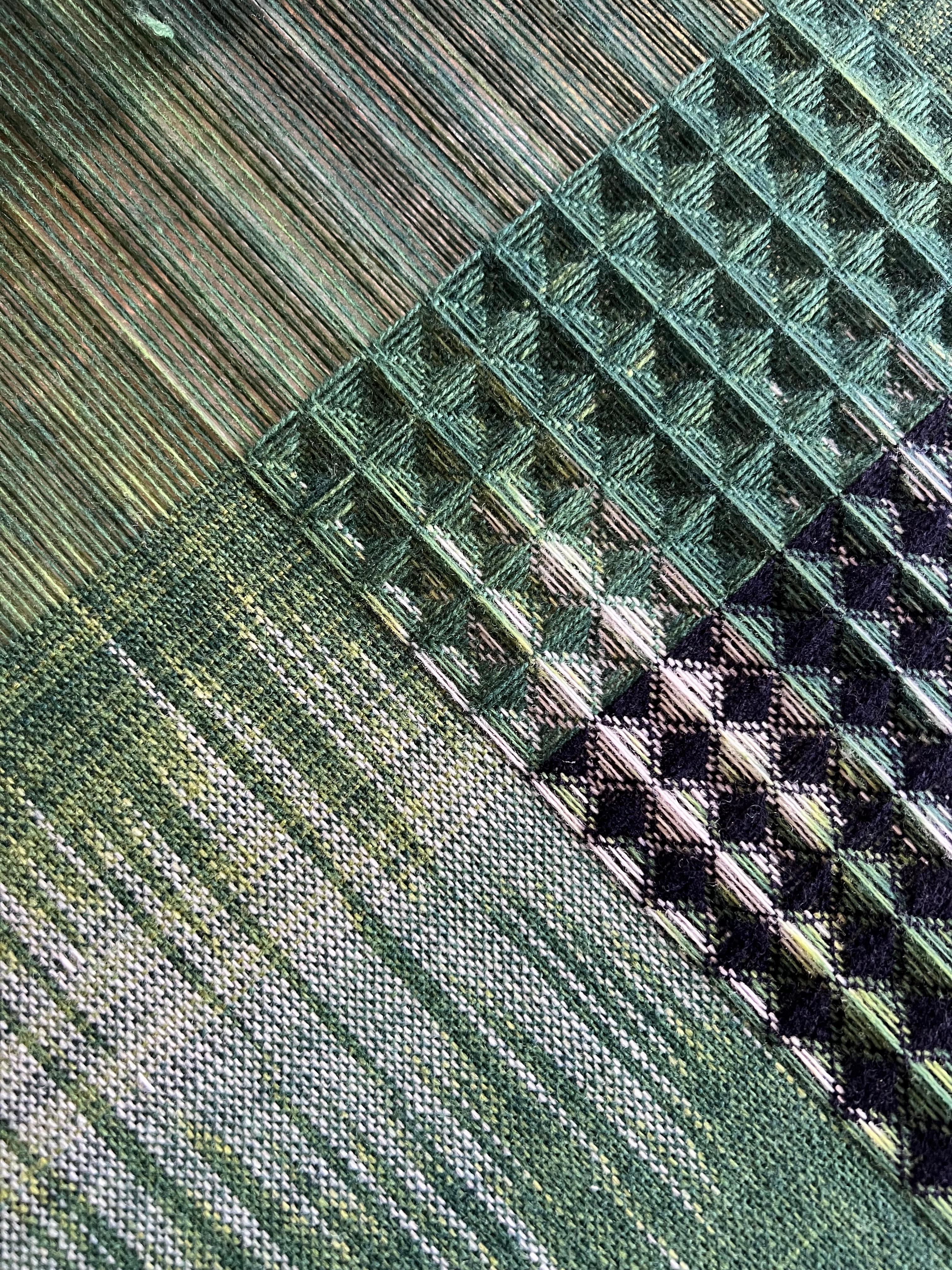 Contemporary Handwoven, Plant-dyed Framed Fine Tapestry Artwork - Greens Colour Study For Sale