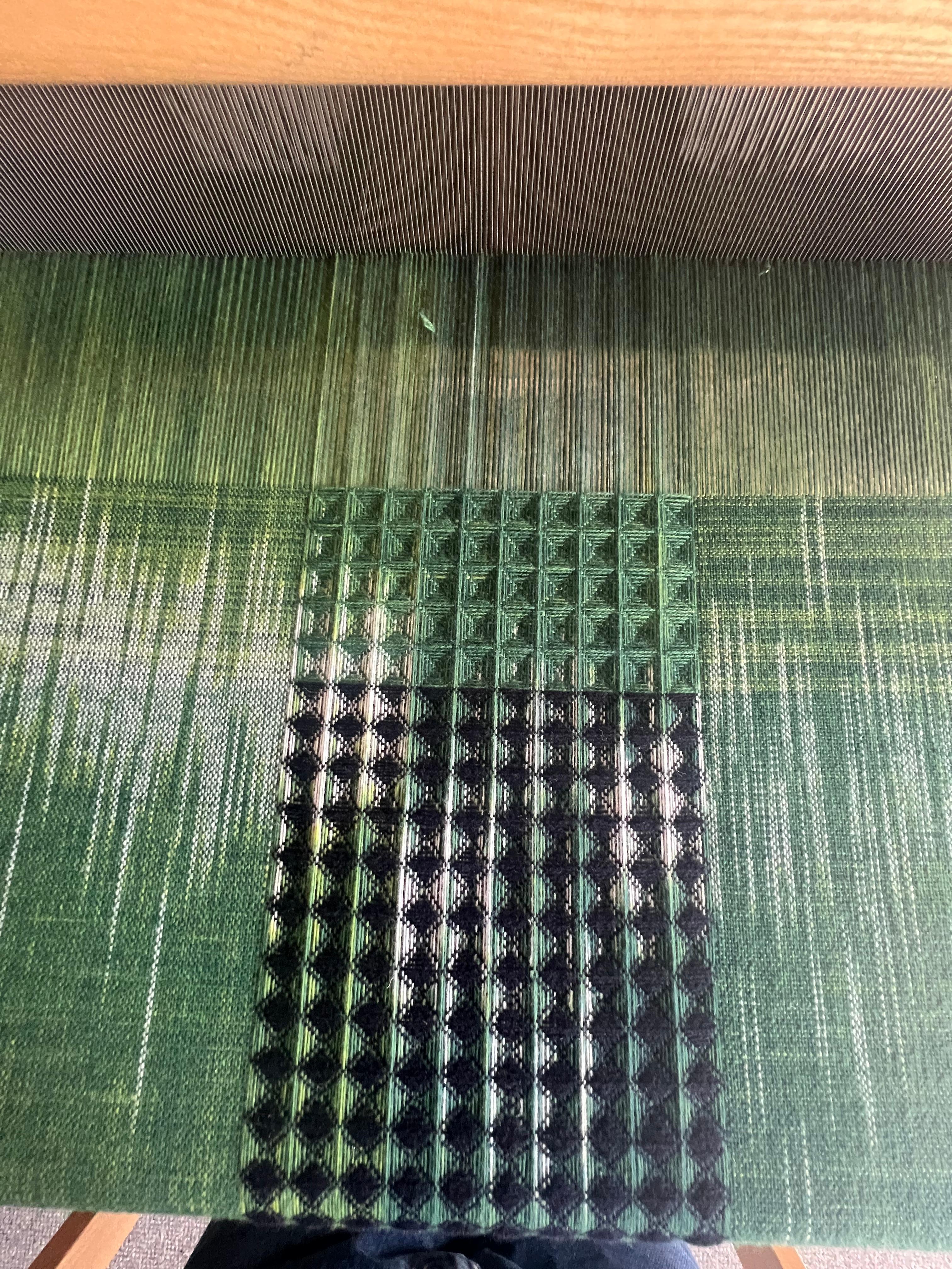 Wool Handwoven, Plant-dyed Framed Fine Tapestry Artwork - Greens Colour Study For Sale