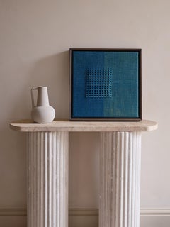Handwoven, Plant-dyed Framed Fine Tapestry Artwork - Teals Colour Study