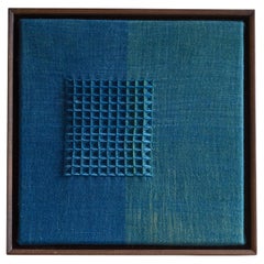 Handwoven, Plant-dyed Framed Fine Tapestry Artwork - Teals Colour Study