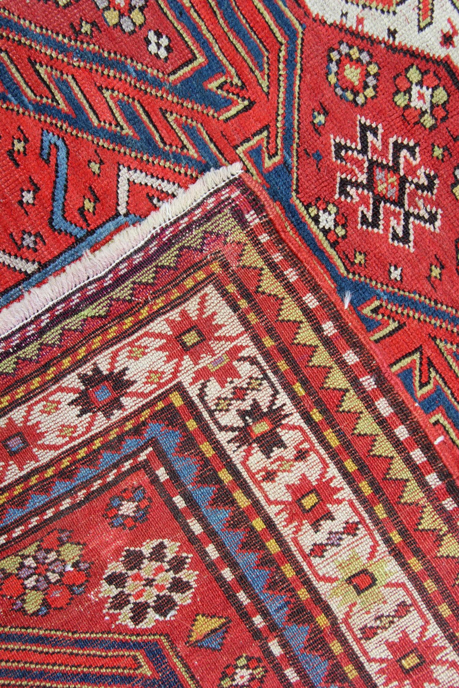 Azerbaijani Handwoven Rare Antique Rug Lankaran Caucasian Runner Rug Long Wool Carpet For Sale