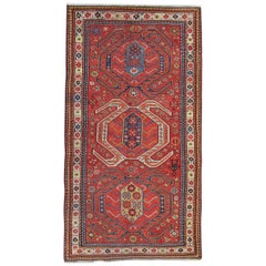 Handwoven Rare Antique Rug Lankaran Caucasian Runner Rug Long Wool Carpet